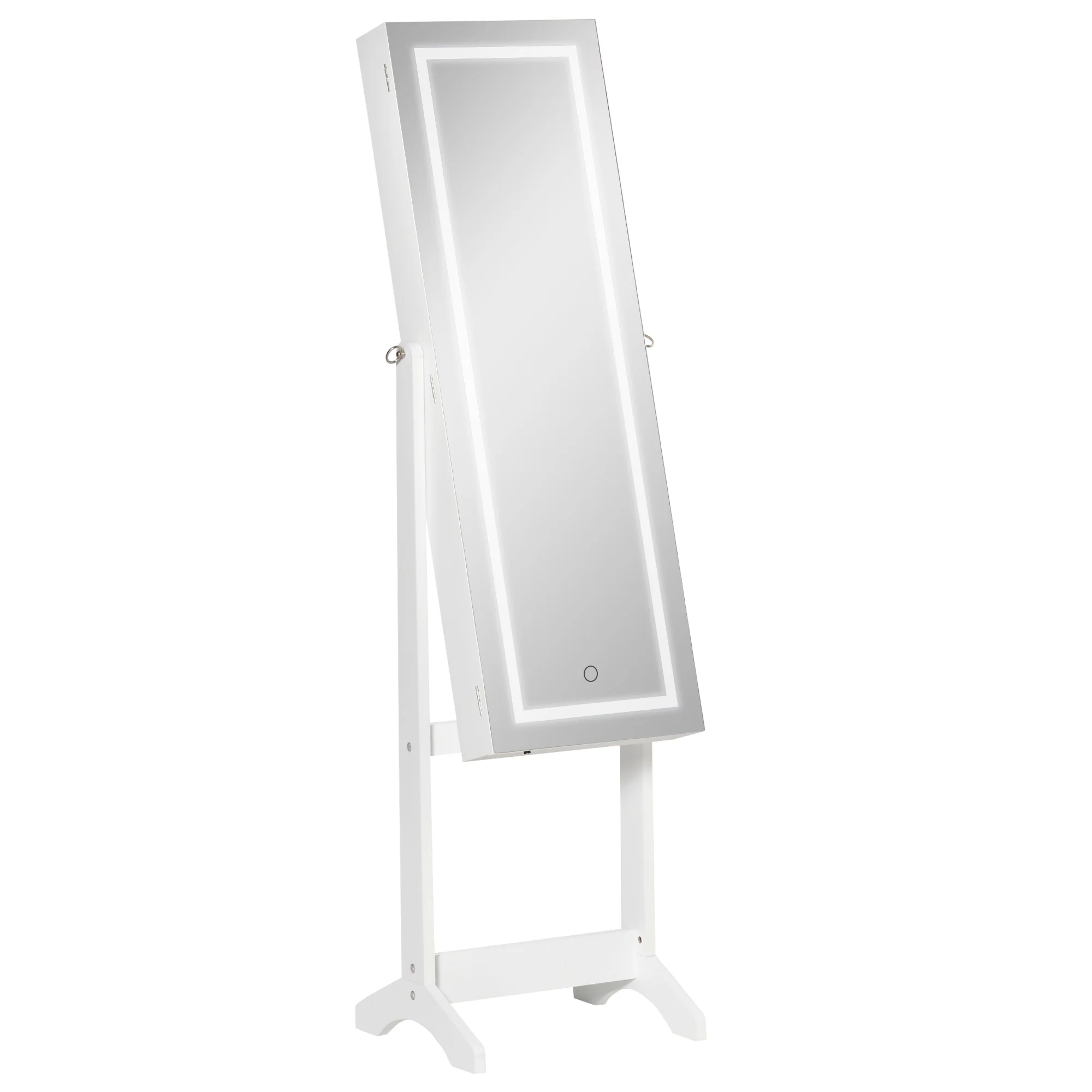 Armoire à bijoux LED avec miroir sur pied range bijoux avec éclairage à écran tactile blanc - Image 11