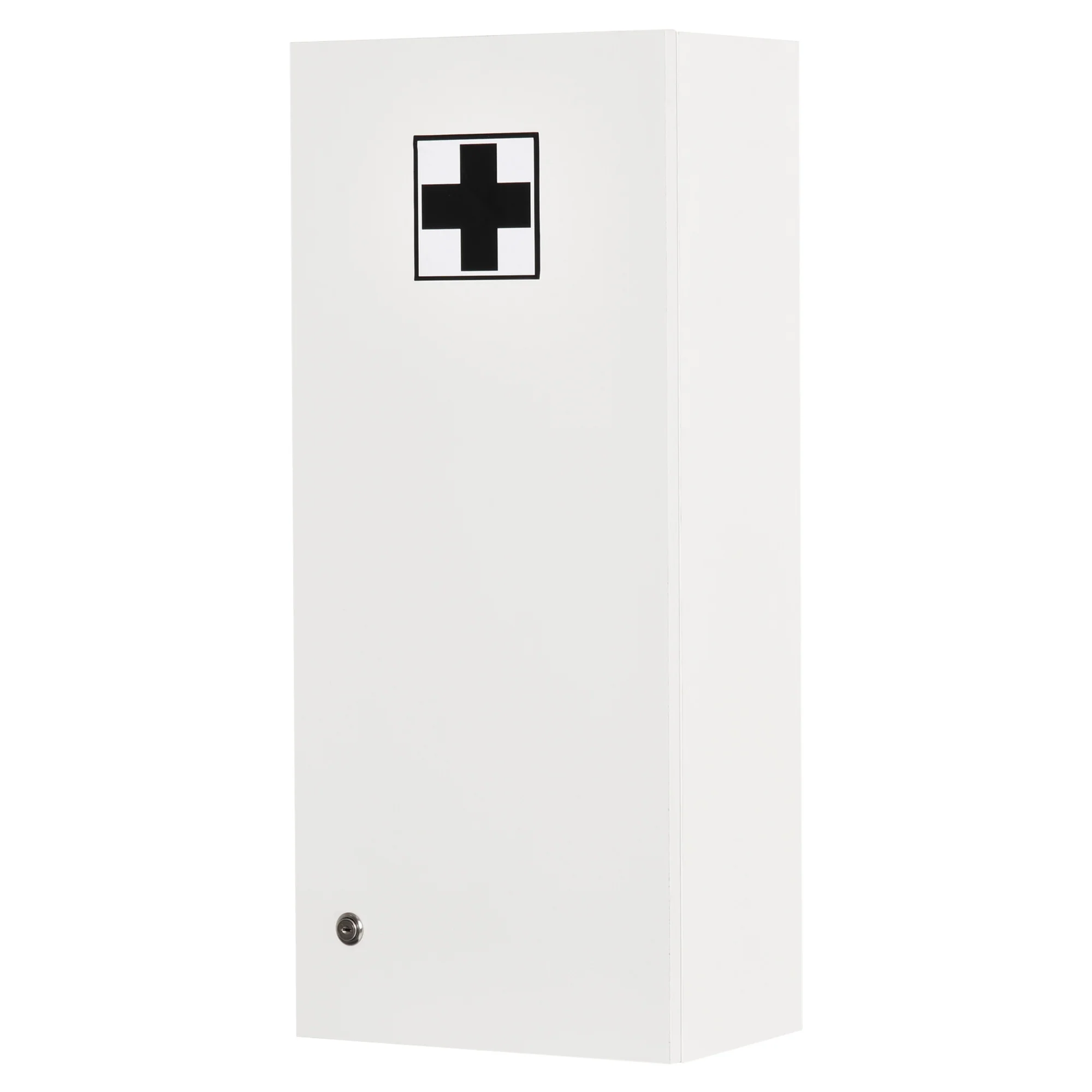 Armoire à pharmacie murale avec serrure, 5 étagères et tablettes réglables, bois et verre, blanc, 30x20x70cm - Image 9