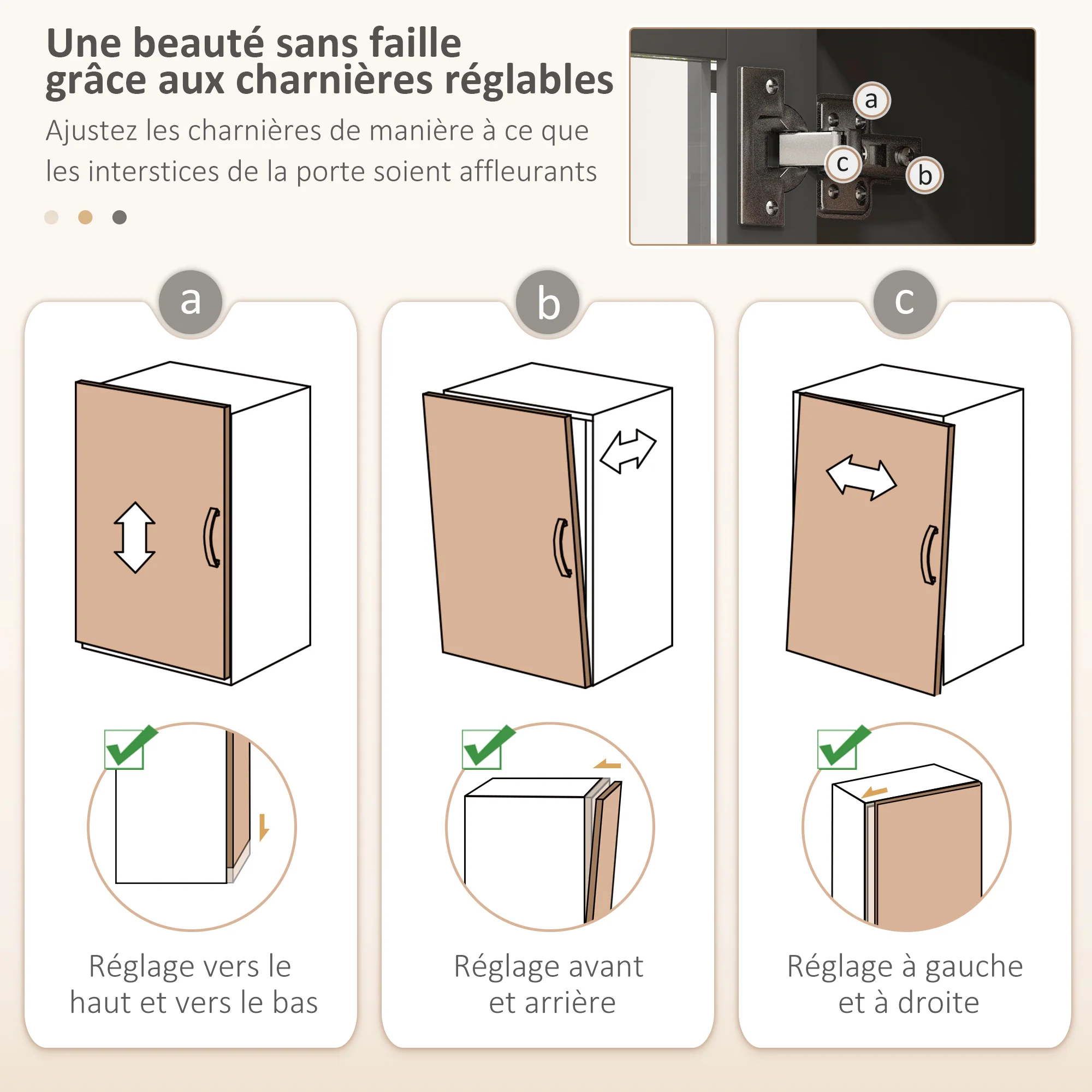 Armoire de cuisine, buffet cuisine avec plan de travail, vaisselier large avec 3 placards, tiroir, niches, passe-cable, étagères réglables et portes vitrées, style moderne, 100x40x180 cm, gris - Image 7