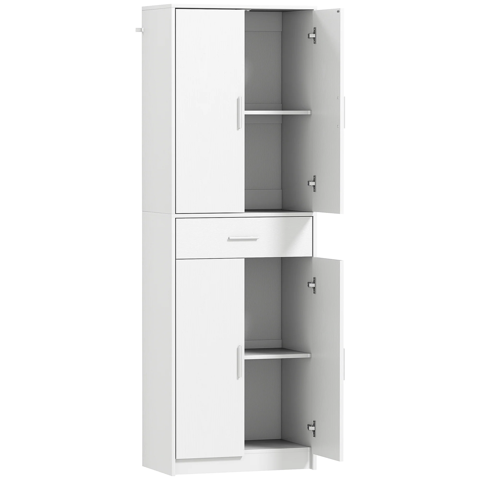 Armoire de cuisine buffet cuisine style moderne vaisselier avec placards à portes, étagères réglables et tiroir, meuble de rangement pour salle à manger, salon, 60 x 35 x 180 cm, blanc