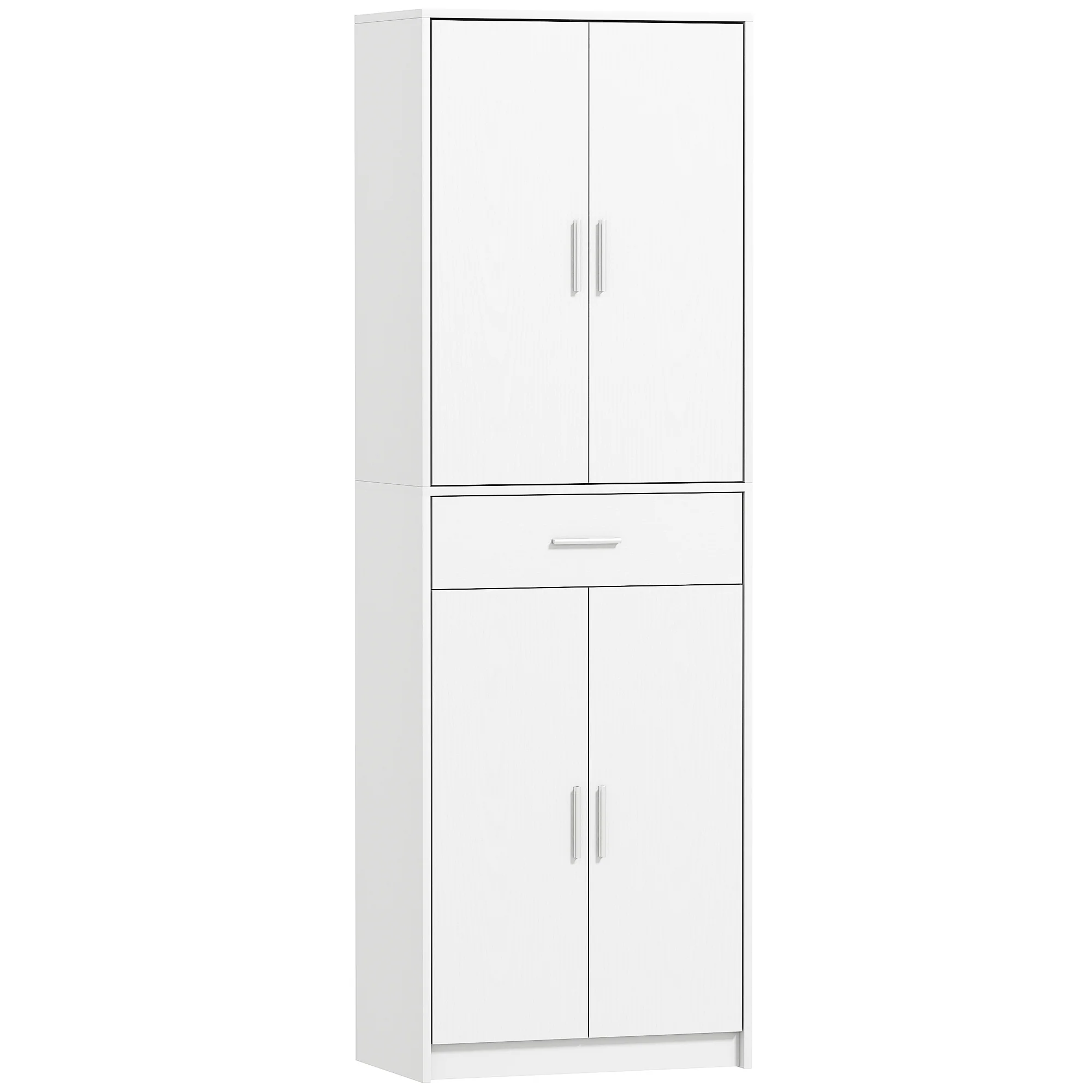 Armoire de cuisine buffet cuisine style moderne vaisselier avec placards à portes, étagères réglables et tiroir, meuble de rangement pour salle à manger, salon, 60 x 35 x 180 cm, blanc - Image 2