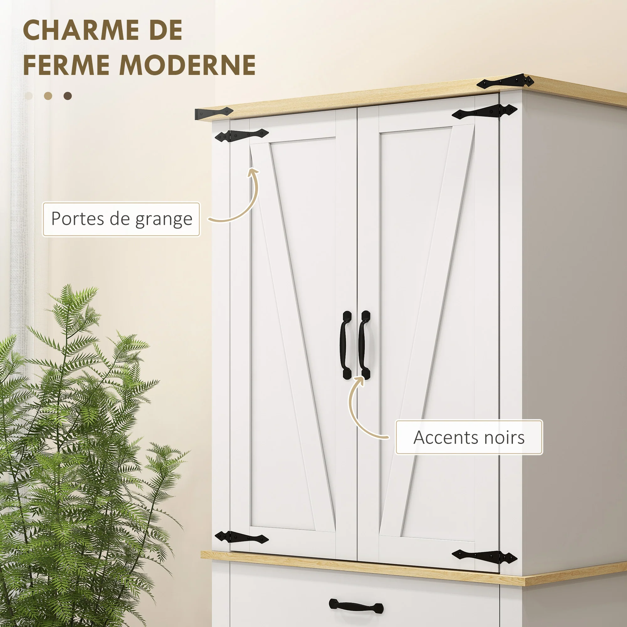 Armoire de cuisine buffet cuisine vaisselier meuble de rangement, avec 4 portes, 6 étagères à porte,1 tiroir et étagères réglables, multi-rangements, 76,5 x 40 x 181 cm, blanc - Image 6