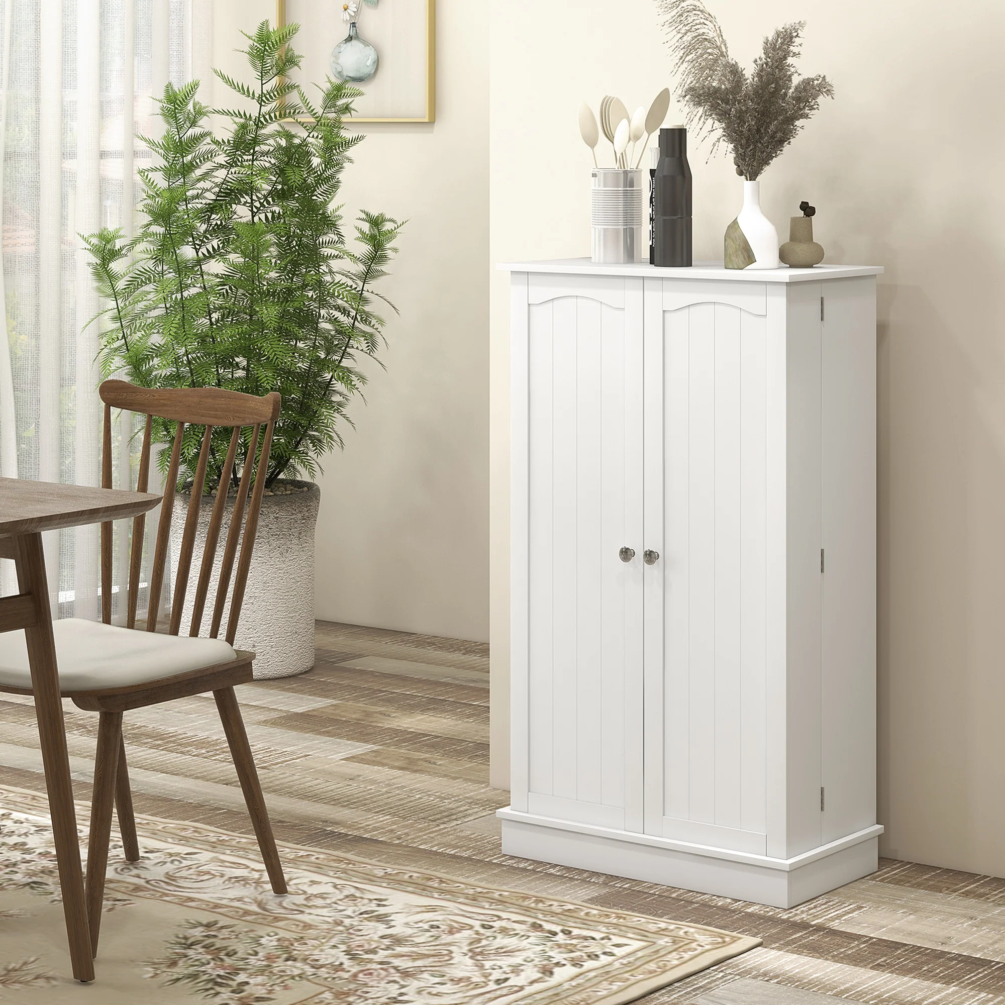 Armoire de cuisine buffet cuisine vaisselier meuble de rangement moderne avec placards, étagère réglable et 12 porte-épices, garde-manger pour salle à manger, salon, 60 x 30 x 104 cm, blanc - Image 8
