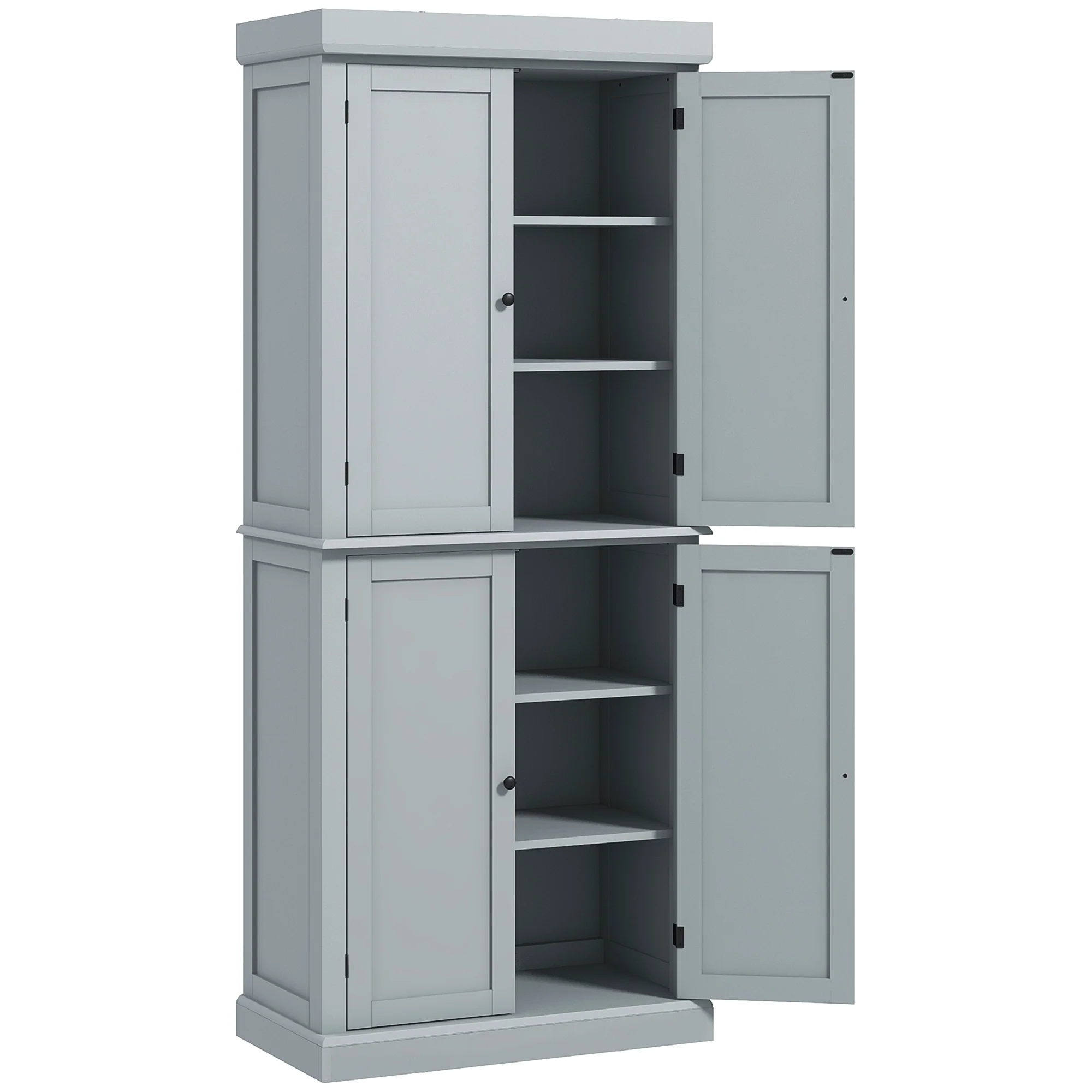 Armoire de cuisine buffet cuisine vaisselier meuble de rangement style moderne avec placards, étagères réglables, pour salle à manger, salon, 76 x 40,5 x 184 cm, gris - Image 2