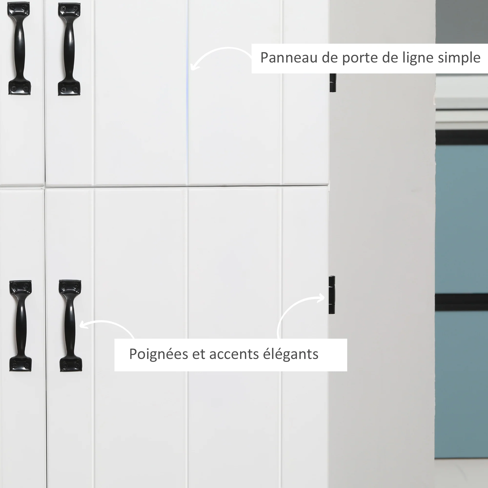 Armoire de cuisine buffet de salle à manger avec 4 portes 6 étagères de rangement style moderne 76 x 40 x 177 cm blanc - Image 8
