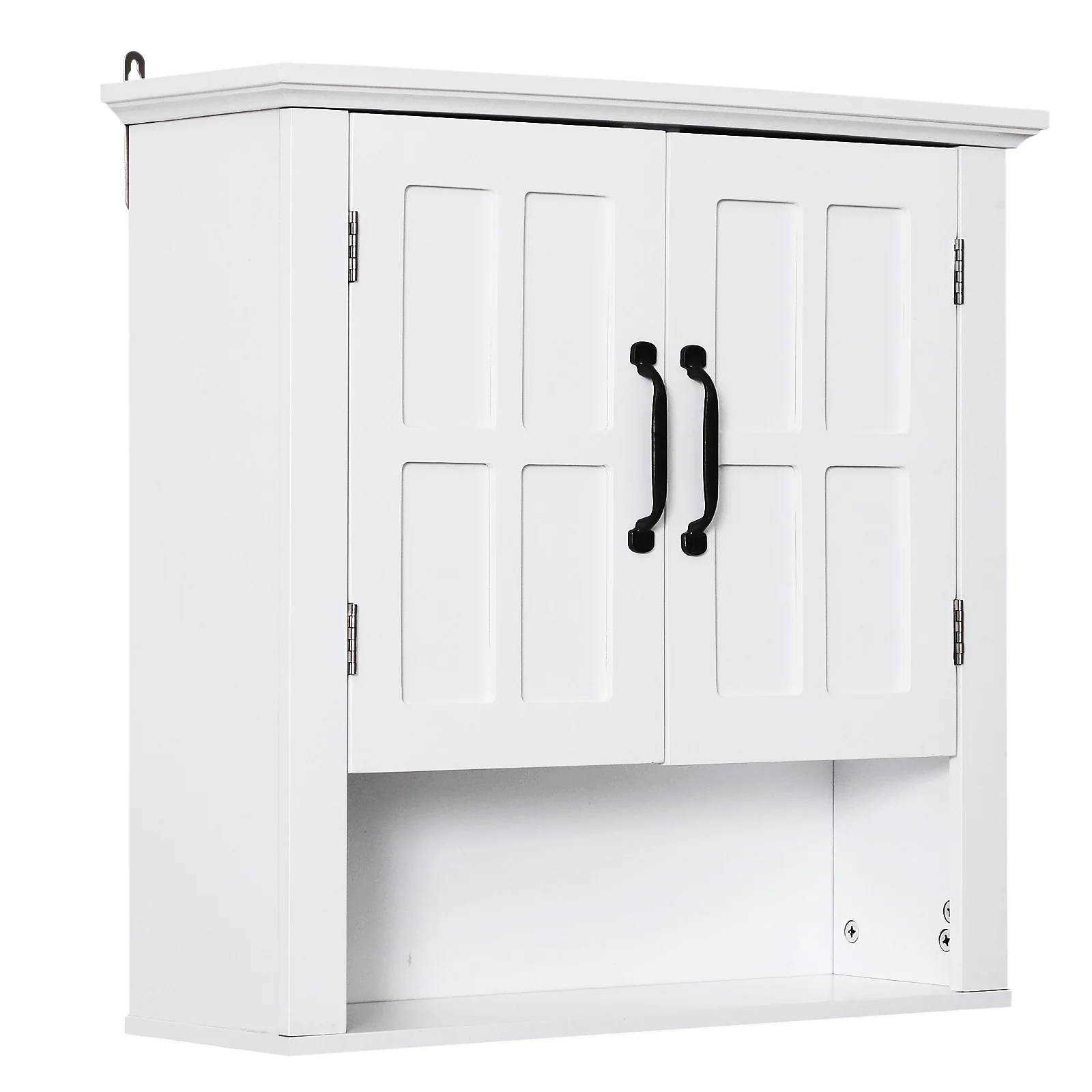 Armoire Haute Murale de Salle de Bain ou WC Placard 2 Portes 2 étagères Niche dim. 60L x 20l x 58H cm MDF Panneaux Particules Blanc - Image 11