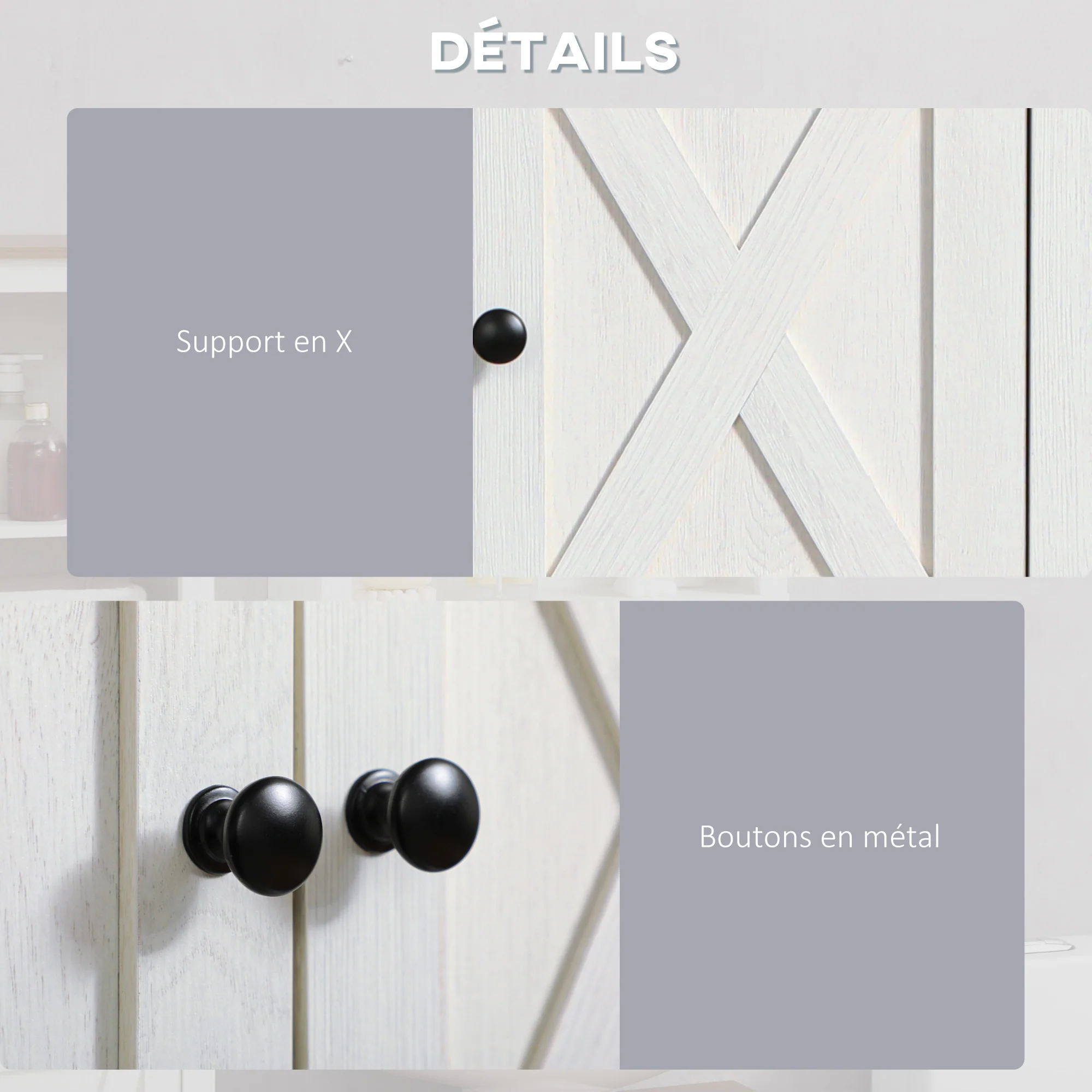 Armoire murale, armoire salle de bain, meuble wc suspendu avec placard à portess et compartiment ouvert, meuble haut salle de bain dim. 60 x 19,5 x 52,5 cm, blanc - Image 7