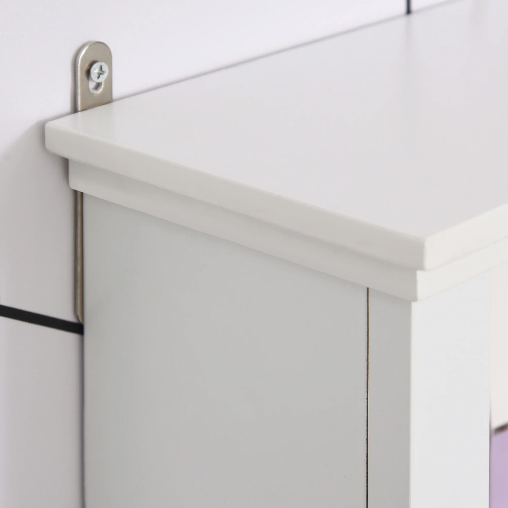 Armoire Murale de Salle de Bain Meuble Suspendu WC Placard 1 Porte 3 niches dim. 53L x 14,5l x 50,5H cm en bois Blanc - Image 10