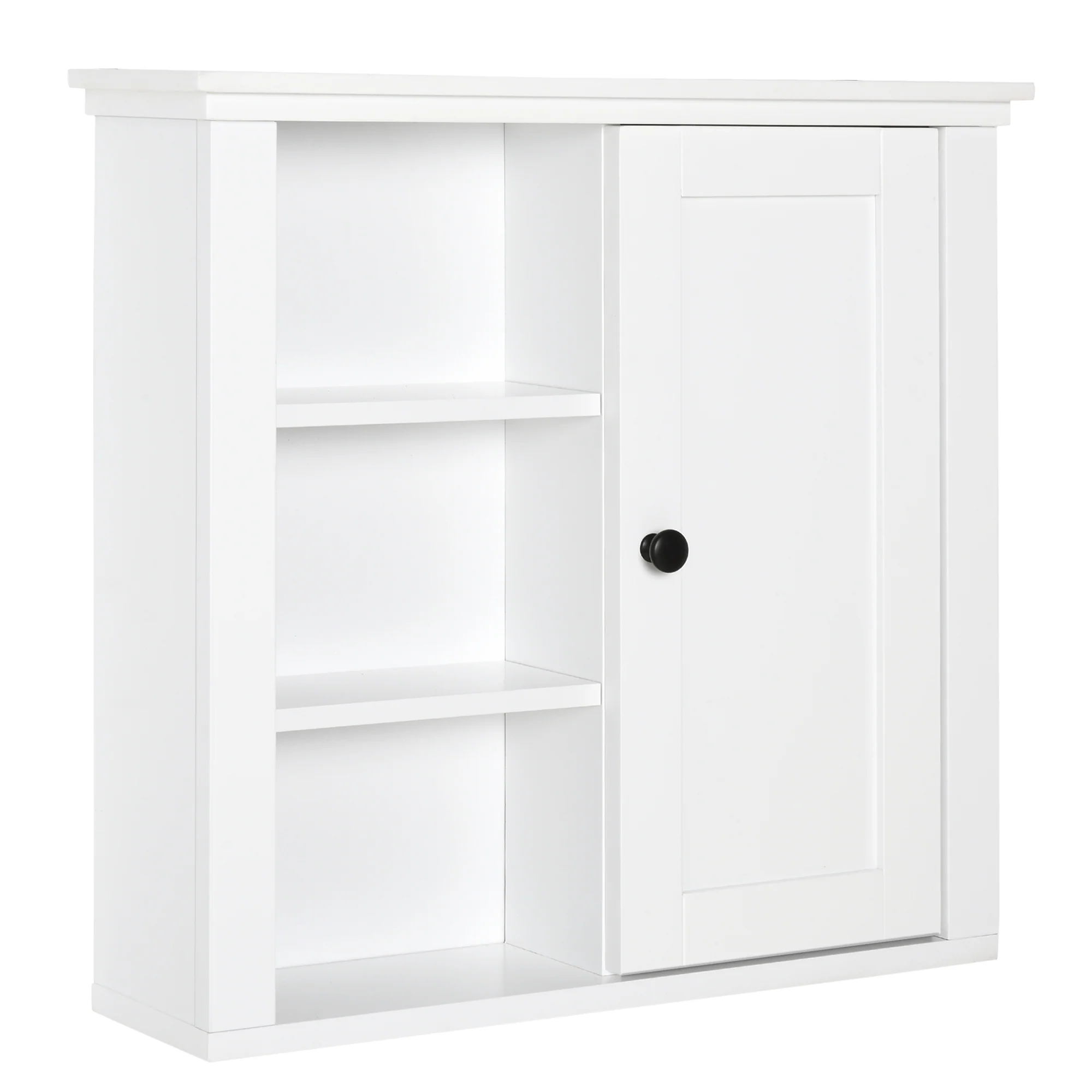 Armoire Murale de Salle de Bain Meuble Suspendu WC Placard 1 Porte 3 niches dim. 53L x 14,5l x 50,5H cm en bois Blanc - Image 11