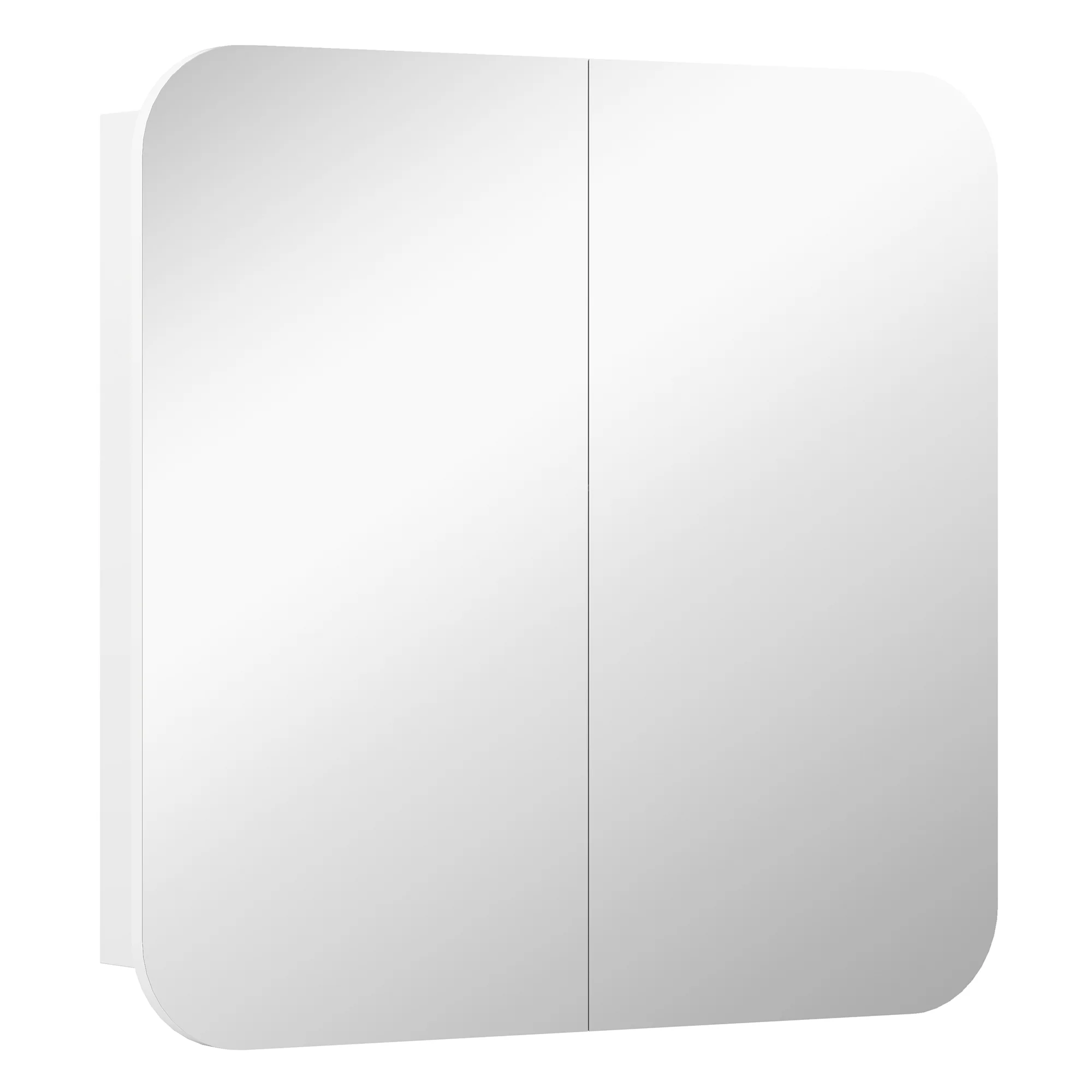 Armoire murale salle de bain avec miroir arqué 68 x 13 x 66 cm meuble salle de bain, armoire de toilette avec étagère réglable et 2 portes pour cuisine, buanderie, blanc - Image 2