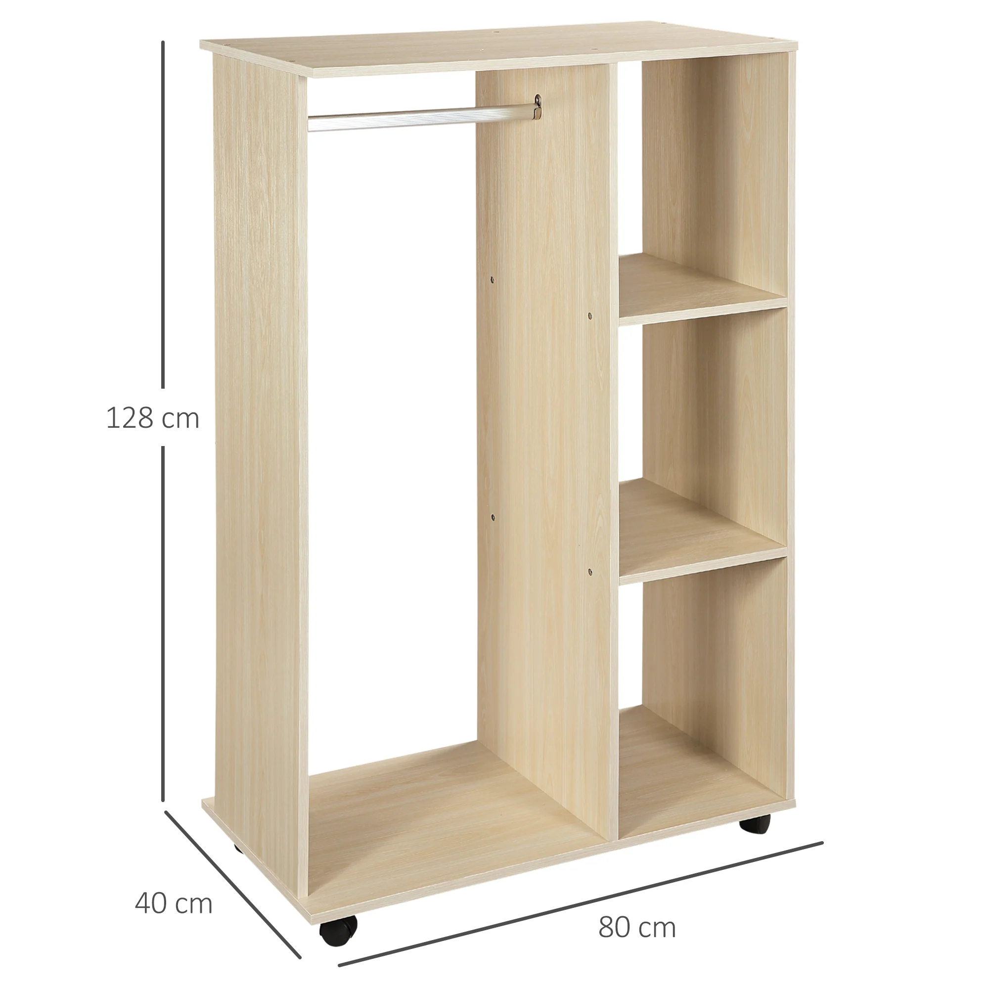 Armoire penderie Armoire de Rangement Mobile Panneaux de Particules Coloris chêne Clair - Image 4