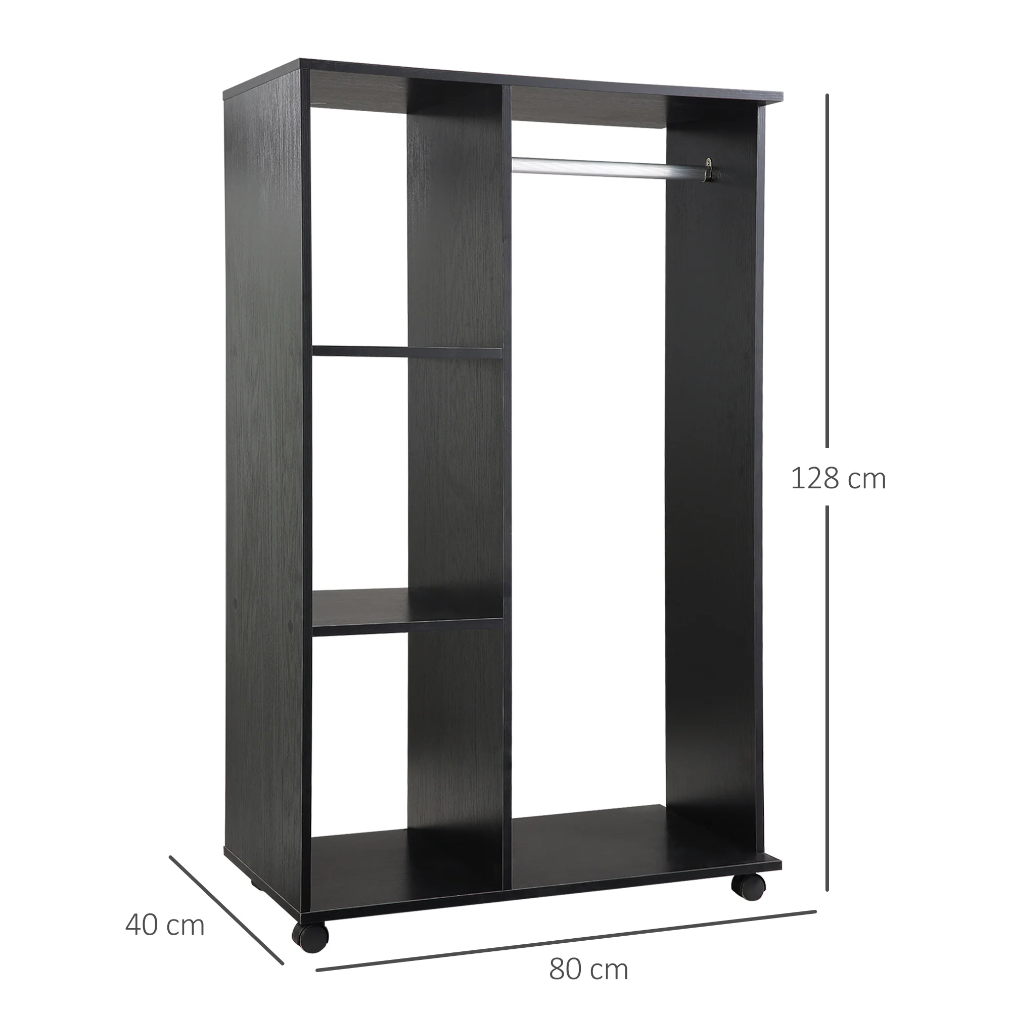 Armoire penderie Armoire de Rangement Mobile Panneaux de Particules Noir - Image 4