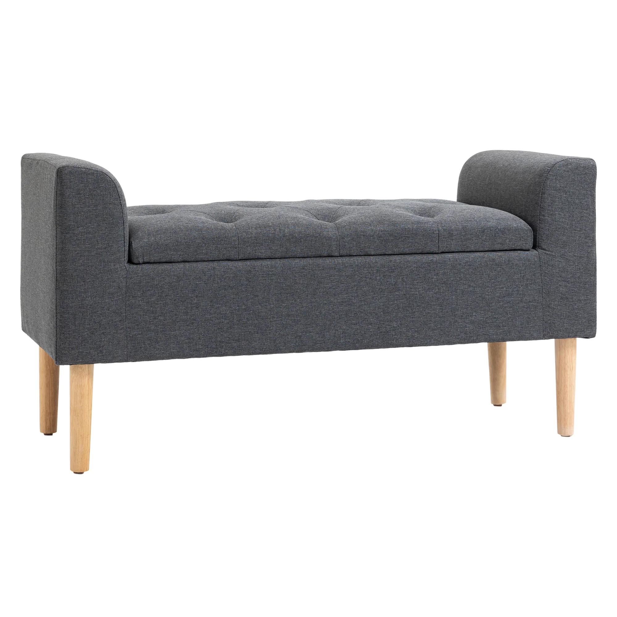 Banc coffre rangement capitonné banquette avec accoudoirs, banc de rangement pour la chambre à coucher, entrée, salon, charge 130 Kg dim. 116 x 44 x 58 cm gris foncé - Image 12