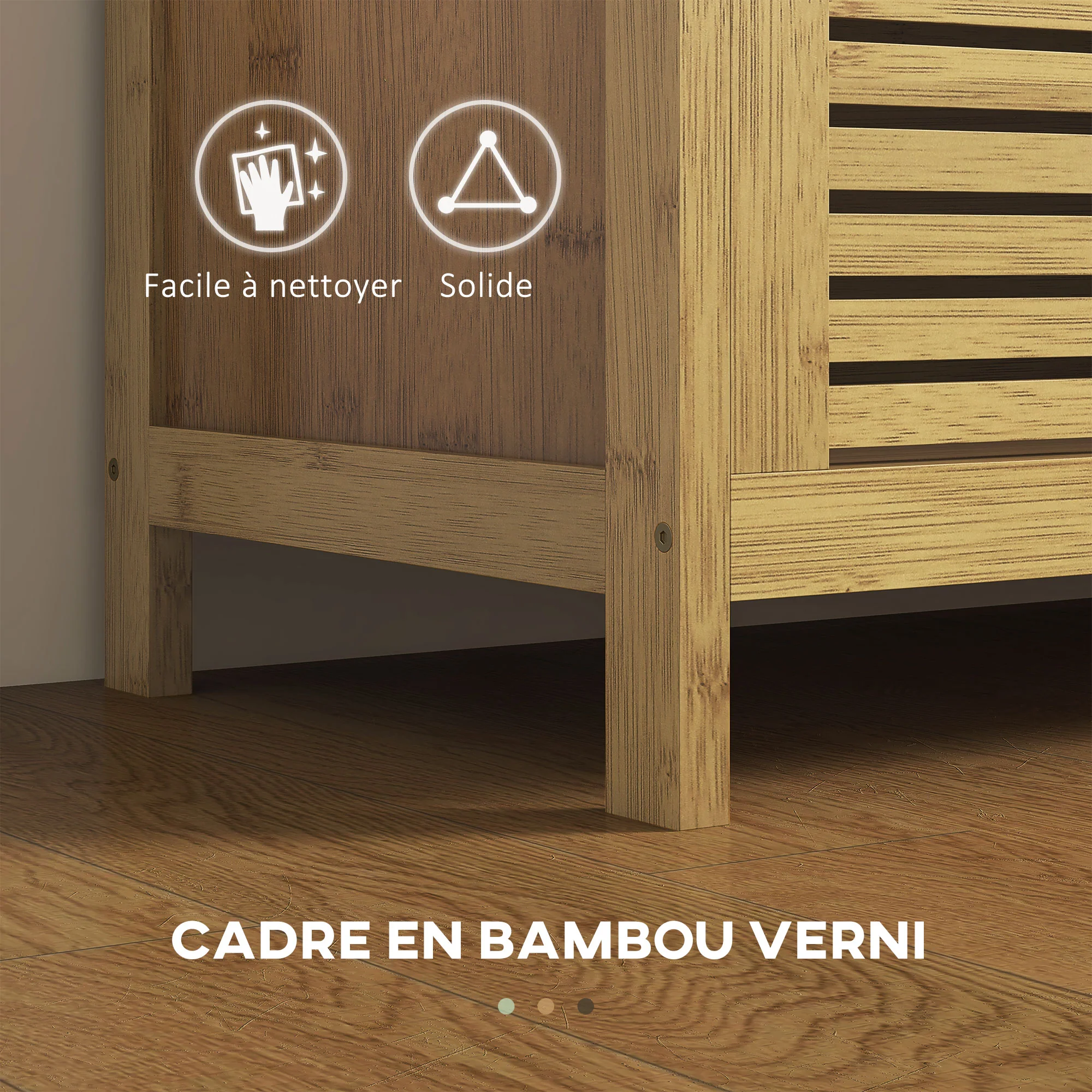 Banc de rangement Banc à Chaussures avec coussin d'assise, coffre de rangement caché sous l'assise, avec accoudoir, bambou, pour salon, entrée, chambre, 100 x 40 x 60 cm, naturel - Image 7