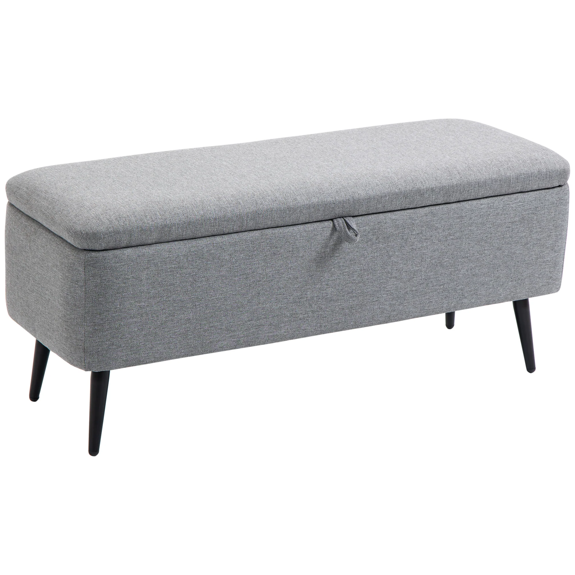 Banc de rangement, bout de lit, coffre de rangement en tissu avec pieds en acier noir, 101 x 38,5 x 44,5 cm, gris - Image 11