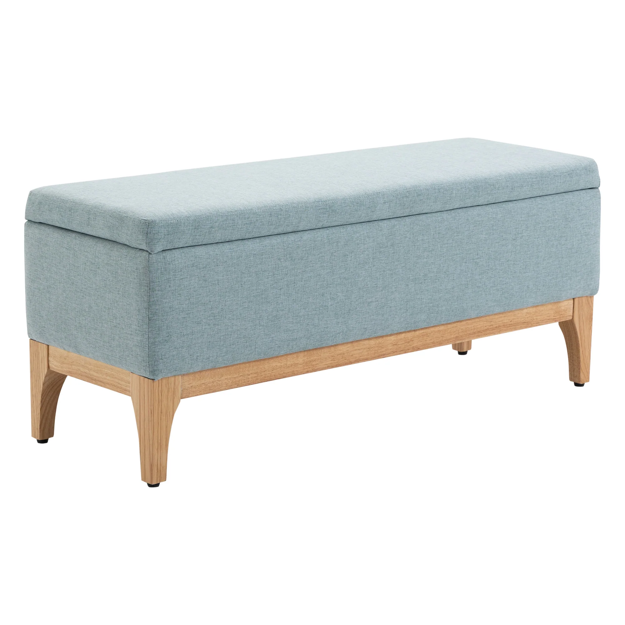 Banc de rangement, coffre de rangement avec couvercle amovible style scandinave, bout de lit en tissu lin, 110 x 39 x 45 cm, vert d'eau - Image 2