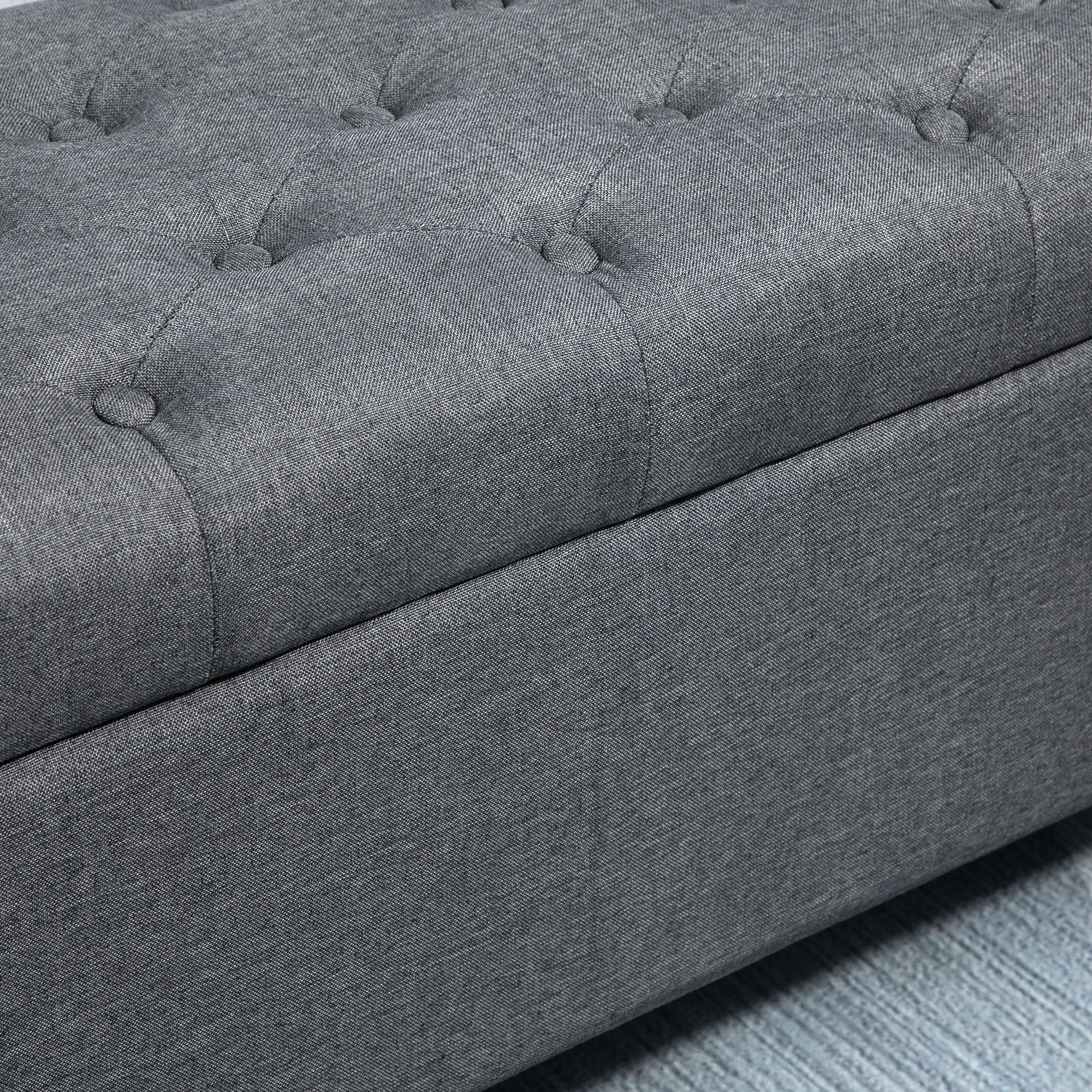 Banc de rangement pouf salon bout de lit capitonné coffre de rangement repose-pieds pour salon, chambre, entrée, 100 x 40 x 44 cm, gris foncé - Image 9