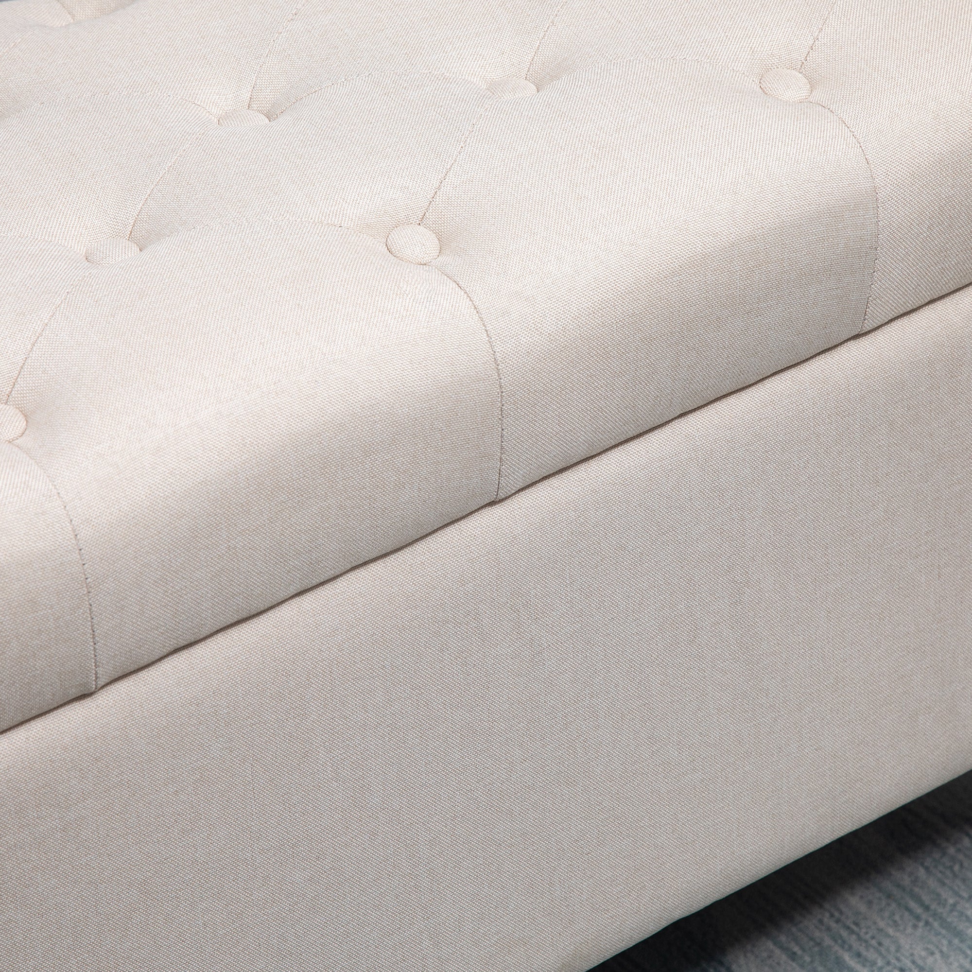 Banc de rangement pouf salon bout de lit capitonné coffre de rangement repose-pieds pour salon, chambre, entrée, 100 x 40 x 44 cm, blanc - Image 10