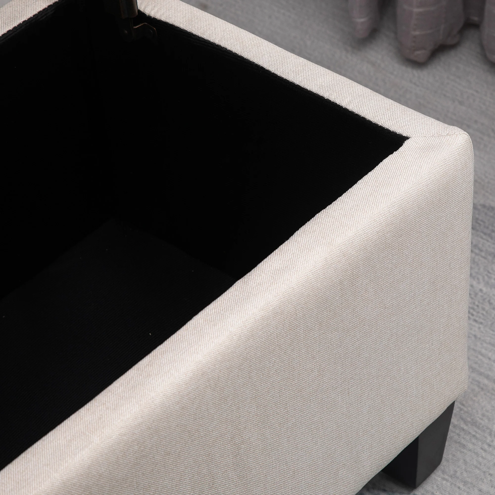Banc de rangement pouf salon bout de lit capitonné coffre de rangement repose-pieds pour salon, chambre, entrée, 100 x 40 x 44 cm, blanc - Image 9