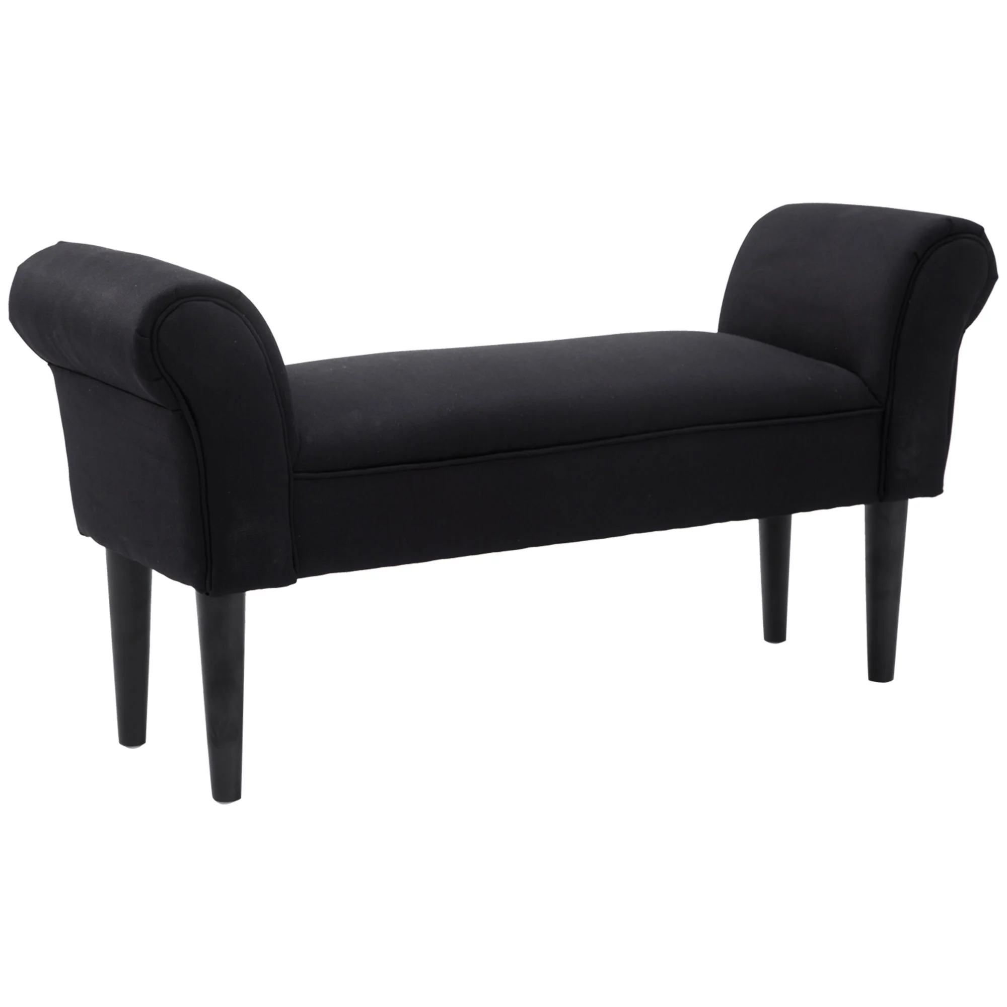 Banc Entrée Bout de Lit Rembourré pour Chambre à Coucher, Tissu à Voile, Noir, 102 x 36 x 51 cm - Image 11