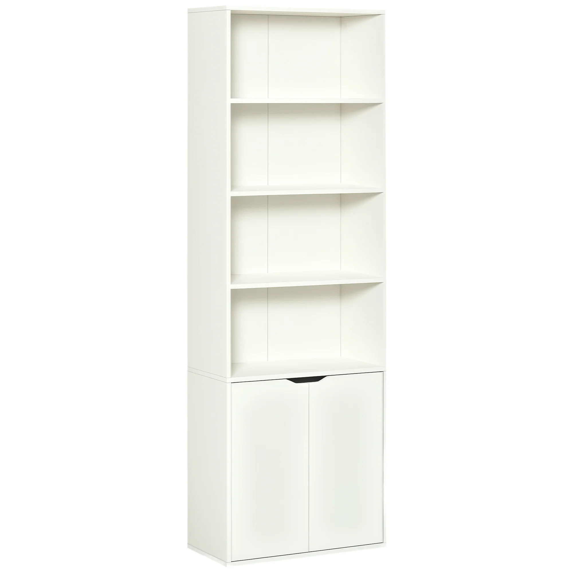 Bibliothèque à 6 niveaux, meuble de rangement, étagère à livres 59 x 29 x 180 cm avec 4 compartiments ouverts et 2 portes, étagère de rangement pour salon, chambre, bureau, blanc - Image 11