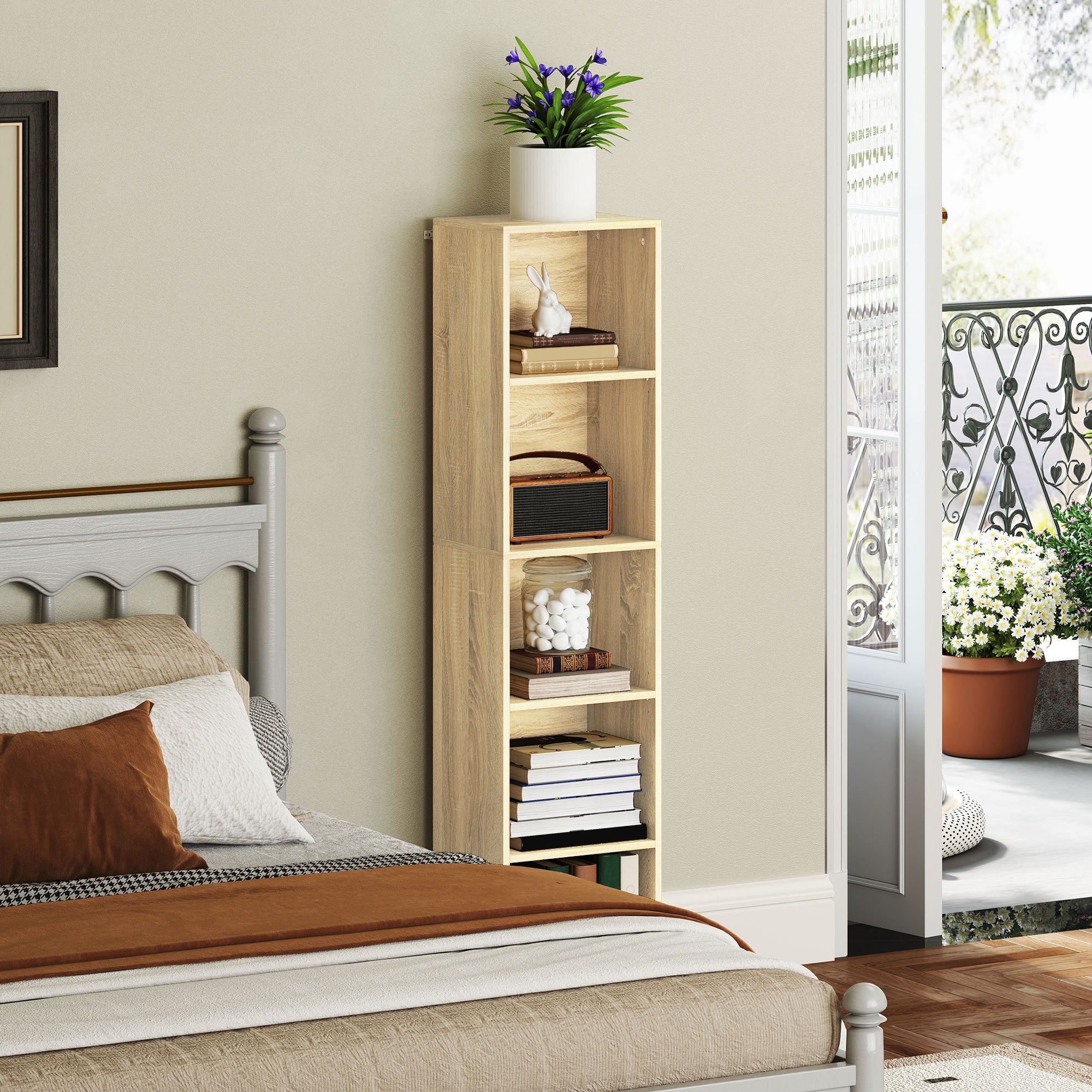 Bibliothèque, étagère de rangement 5 niveaux, meuble de rangement avec étagères réglables pour salon, chambre à coucher, bureau, 30 x 24 x 133,5 cm, bois naturel - Image 9