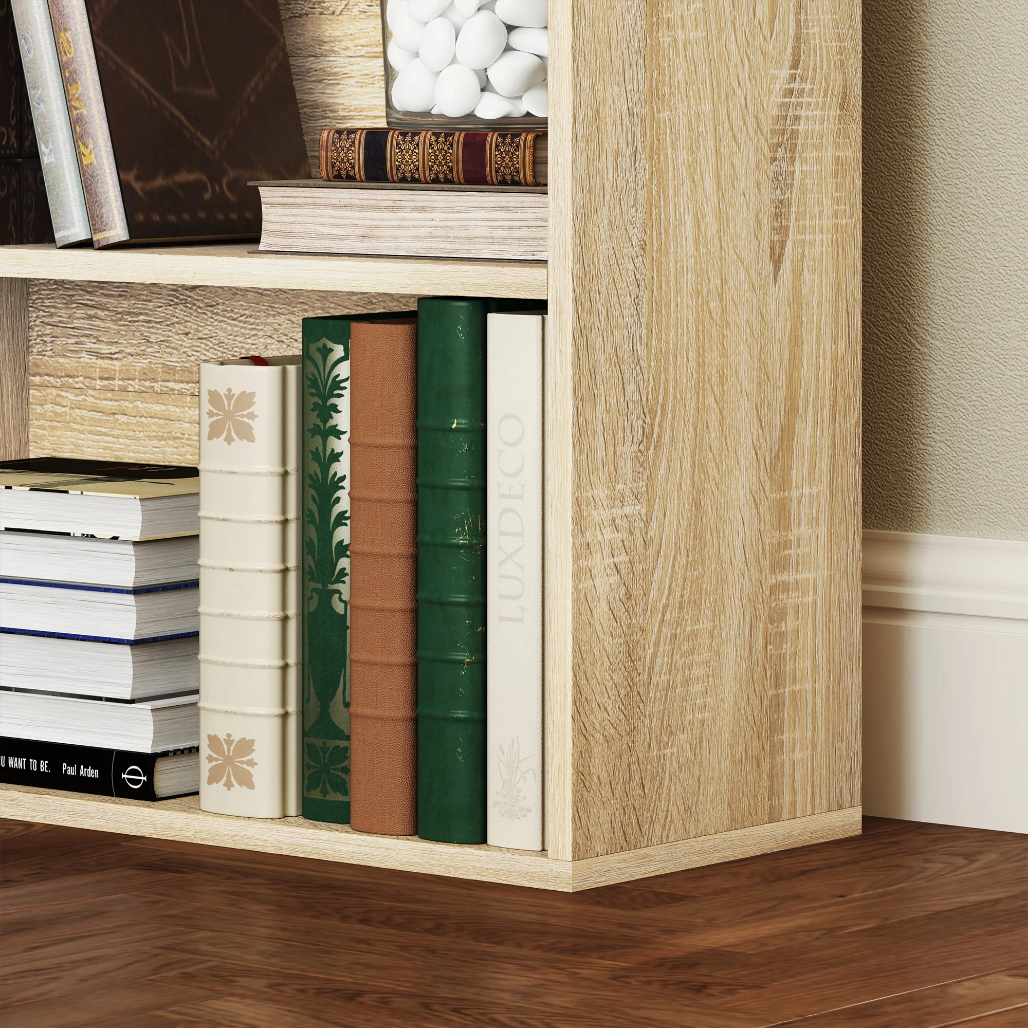 Bibliothèque, étagère de rangement 5 niveaux, meuble de rangement avec étagères réglables pour salon, chambre à coucher, bureau, 60 x 24 x 133,5 cm, bois naturel - Image 10