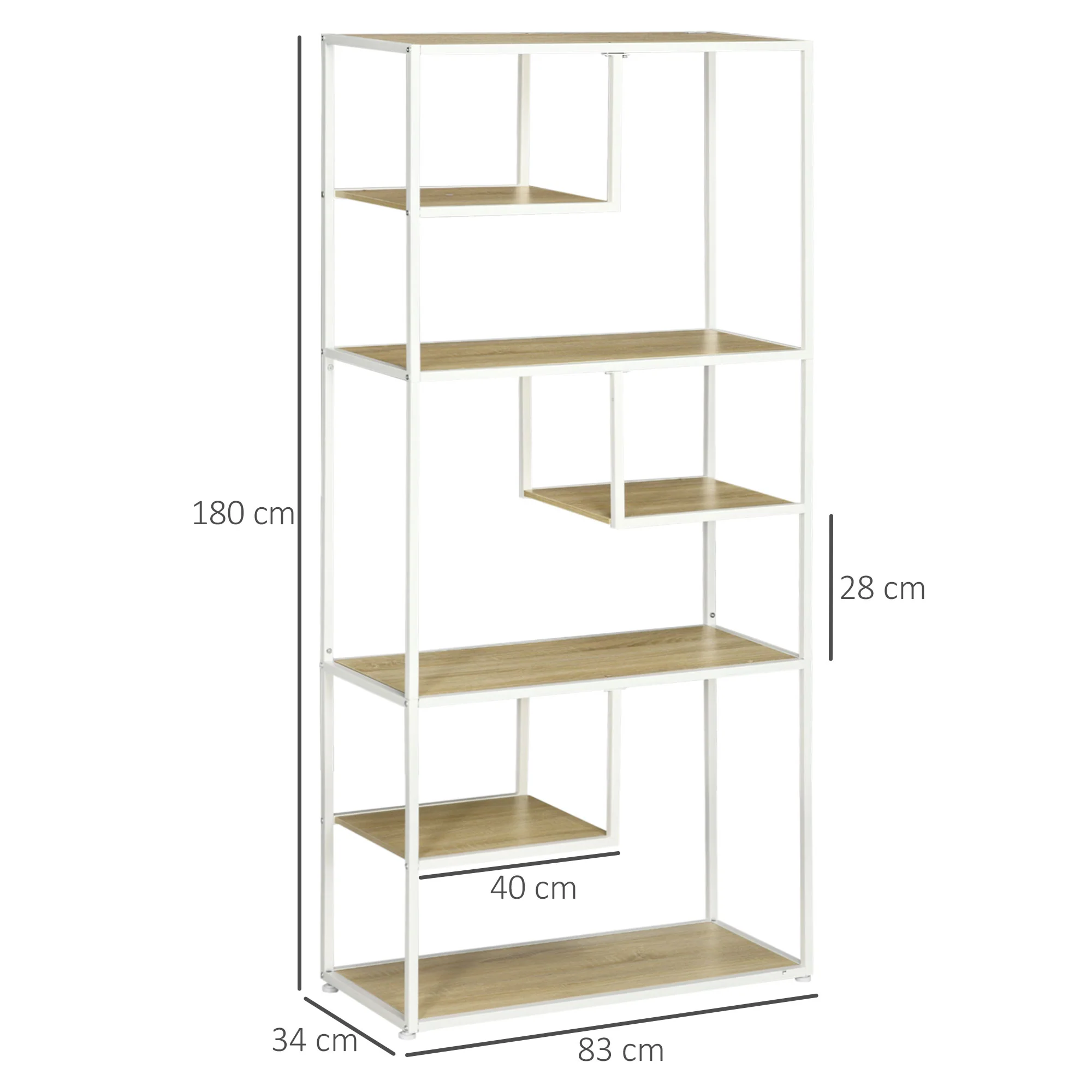 Bibliothèque étagère de rangement à 7 niveaux cadre en acier style industriel pour salon chambre cuisine - 83 x 34 x 180 cm - Image 4