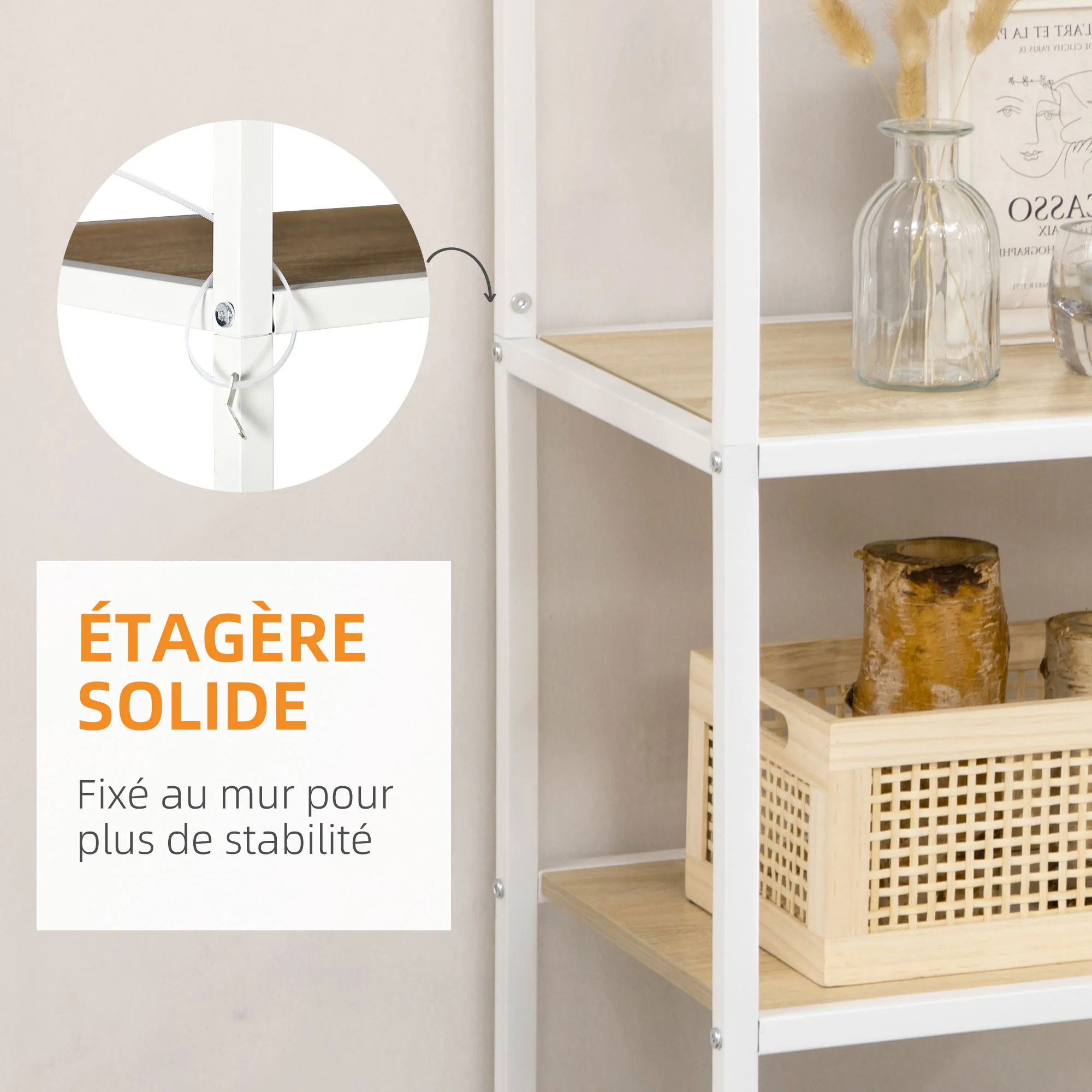Bibliothèque étagère de rangement à 7 niveaux cadre en acier style industriel pour salon chambre cuisine - 83 x 34 x 180 cm - Image 7