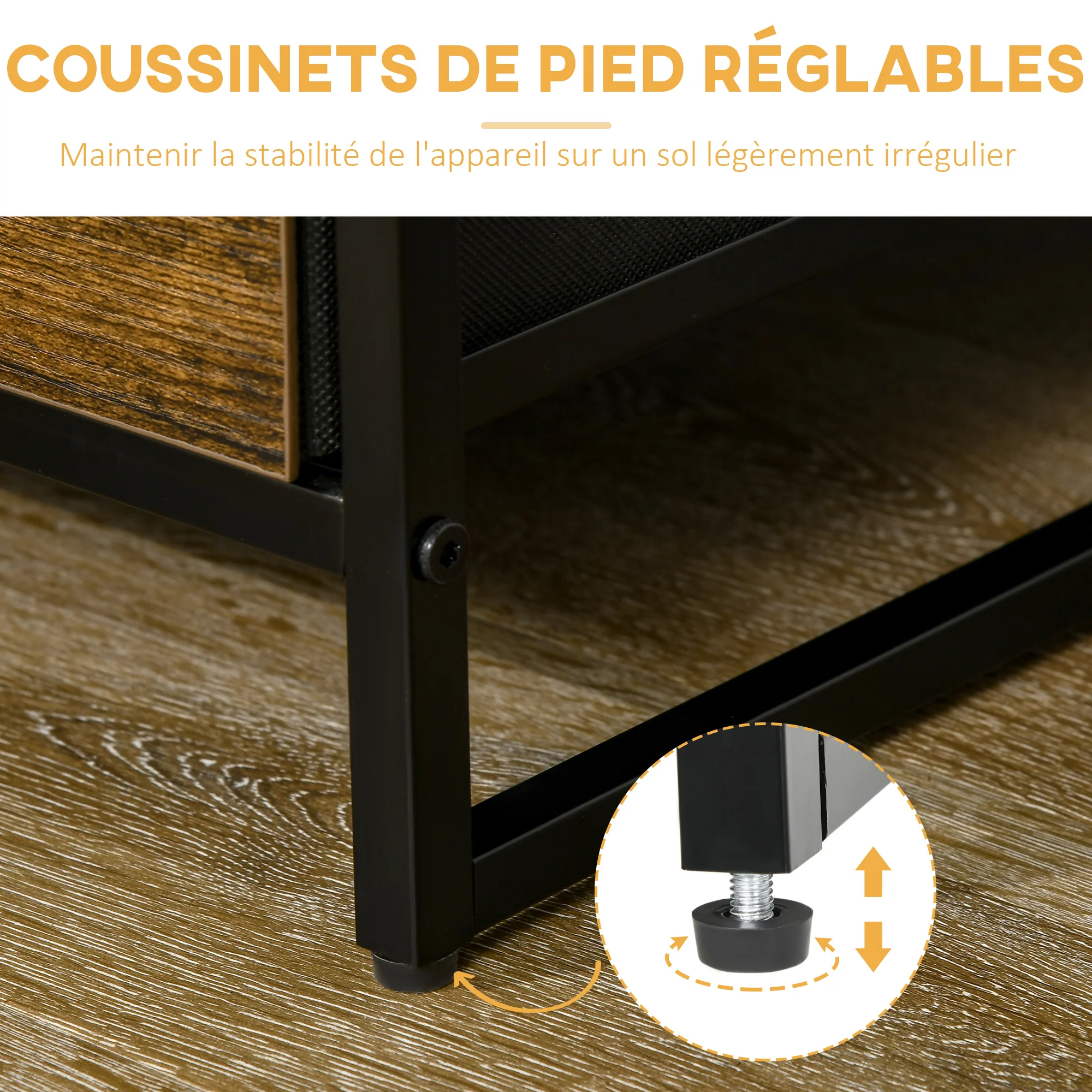 Bibliothèque Étagère Verticale de rangement avec 3 tiroirs en tissu amovibles - style industriel - dim. 44L x 40l x 155H cm, Chambre, Salon, Bureau, marron - Image 7