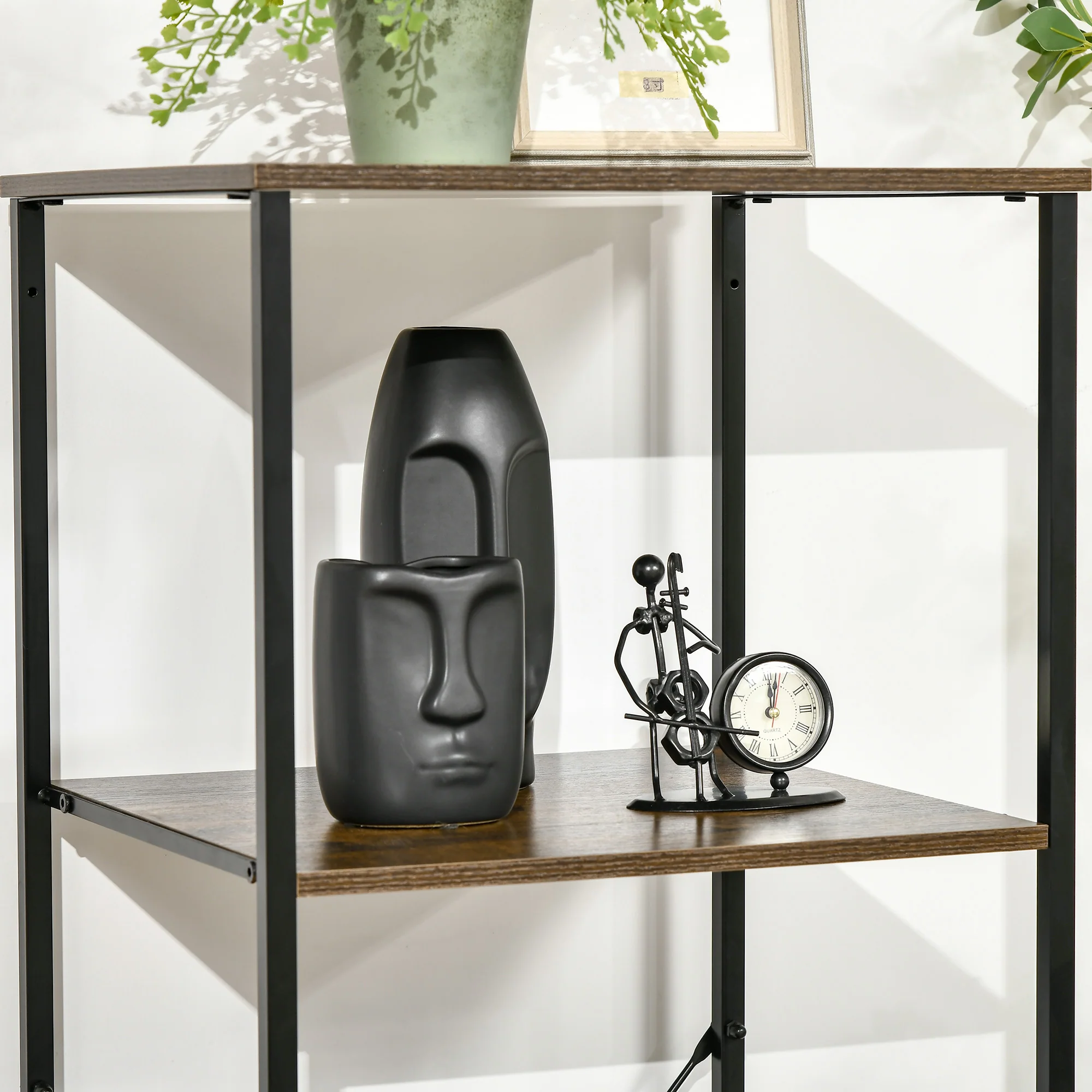 Bibliothèque Étagère Verticale de rangement avec 3 tiroirs en tissu amovibles - style industriel - dim. 44L x 40l x 155H cm, Chambre, Salon, Bureau, marron - Image 9
