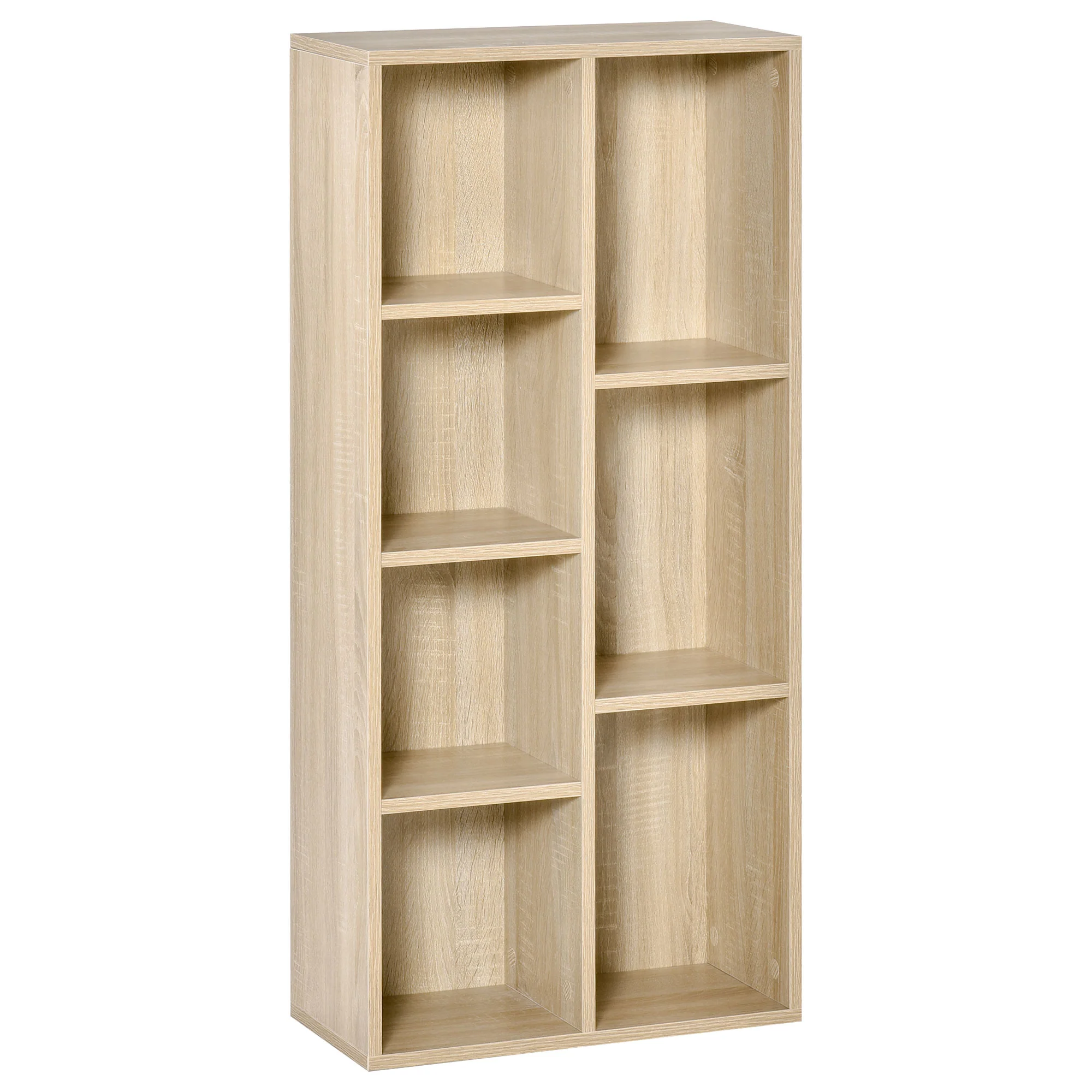 Bibliothèque meuble de rangement étagère cube avec 7 compartiments pour salon, chambre, bureau - 50l x 24P x 106H cm, bois naturel - Image 11
