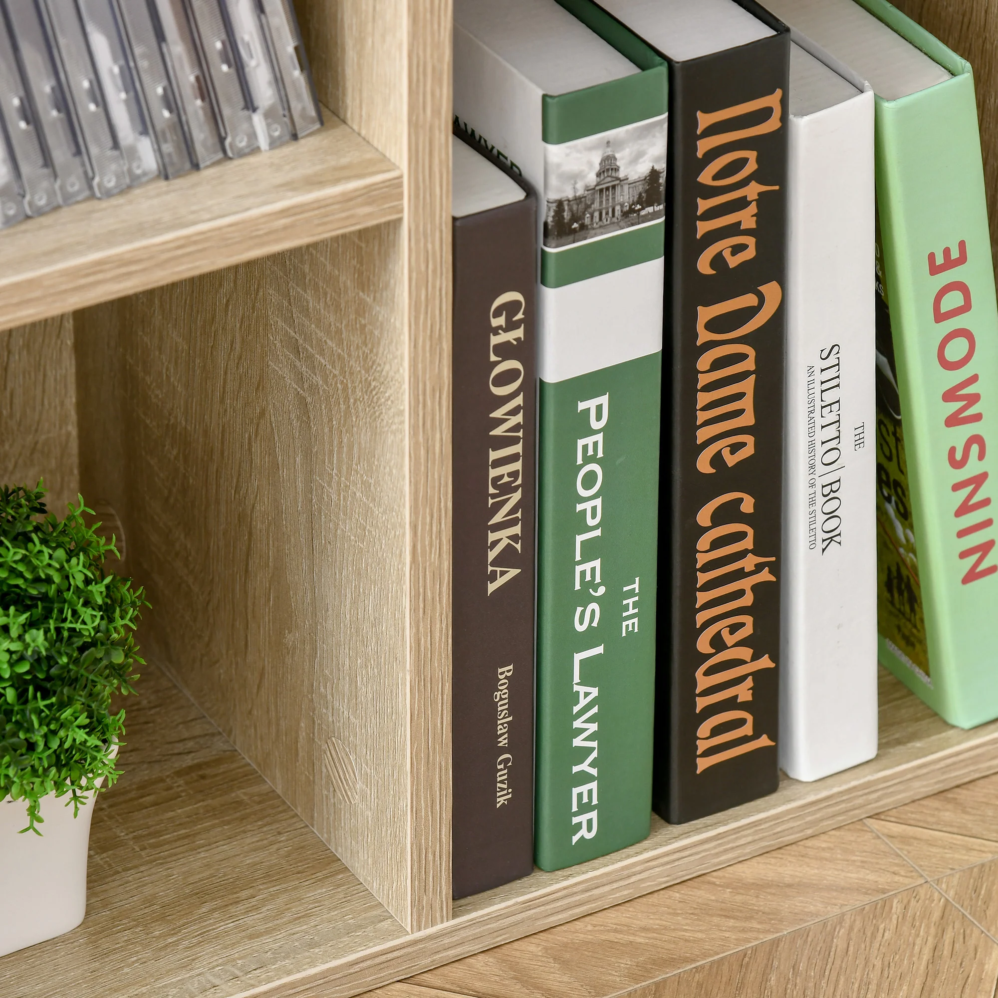 Bibliothèque meuble de rangement étagère cube avec 7 compartiments pour salon, chambre, bureau - 50l x 24P x 106H cm, bois naturel - Image 9