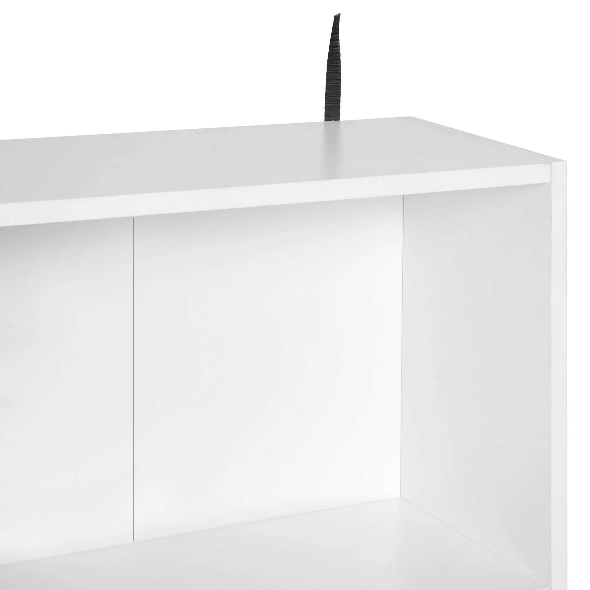 Bibliothèque scandinave meuble de rangement dim. 80L x 23,5l x 123H cm 5 niches placard 2 portes pieds effilés inclinés bois massif panneaux particules blanc - Image 10