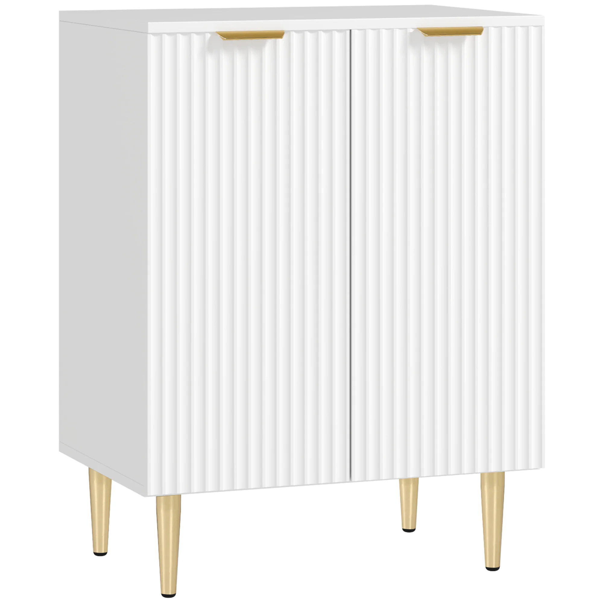 Buffet cuisine, meuble de rangement, avec 2 portes, étagère réglable, pieds métalliques surélevés, pour cuisine, salon, 60 x 40 x 80 cm, blanc - Image 2