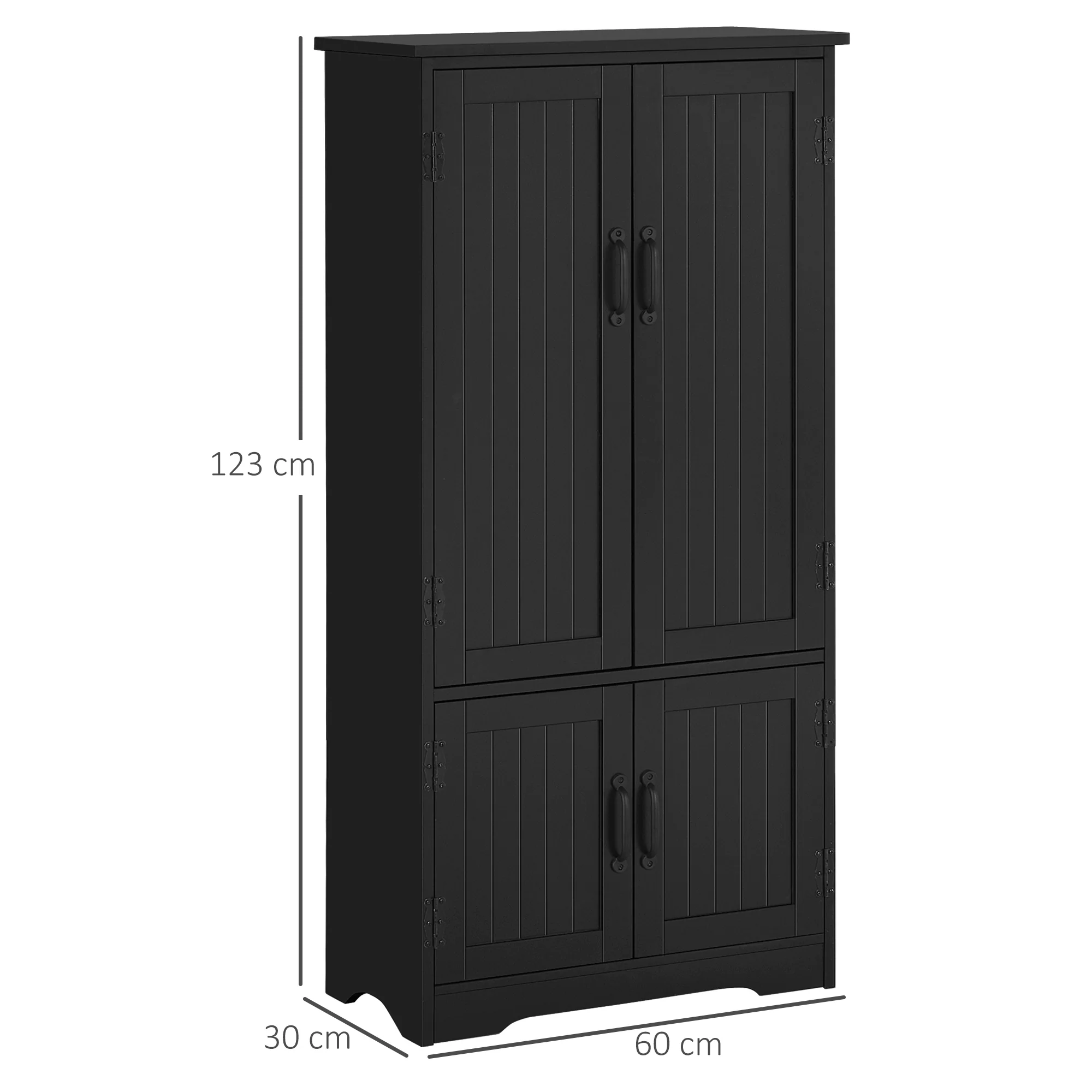 Buffet de cuisine armoire de cuisine contemporaine multi-rangements 2 placards 3 étagères MDF panneaux particules noir - Image 4