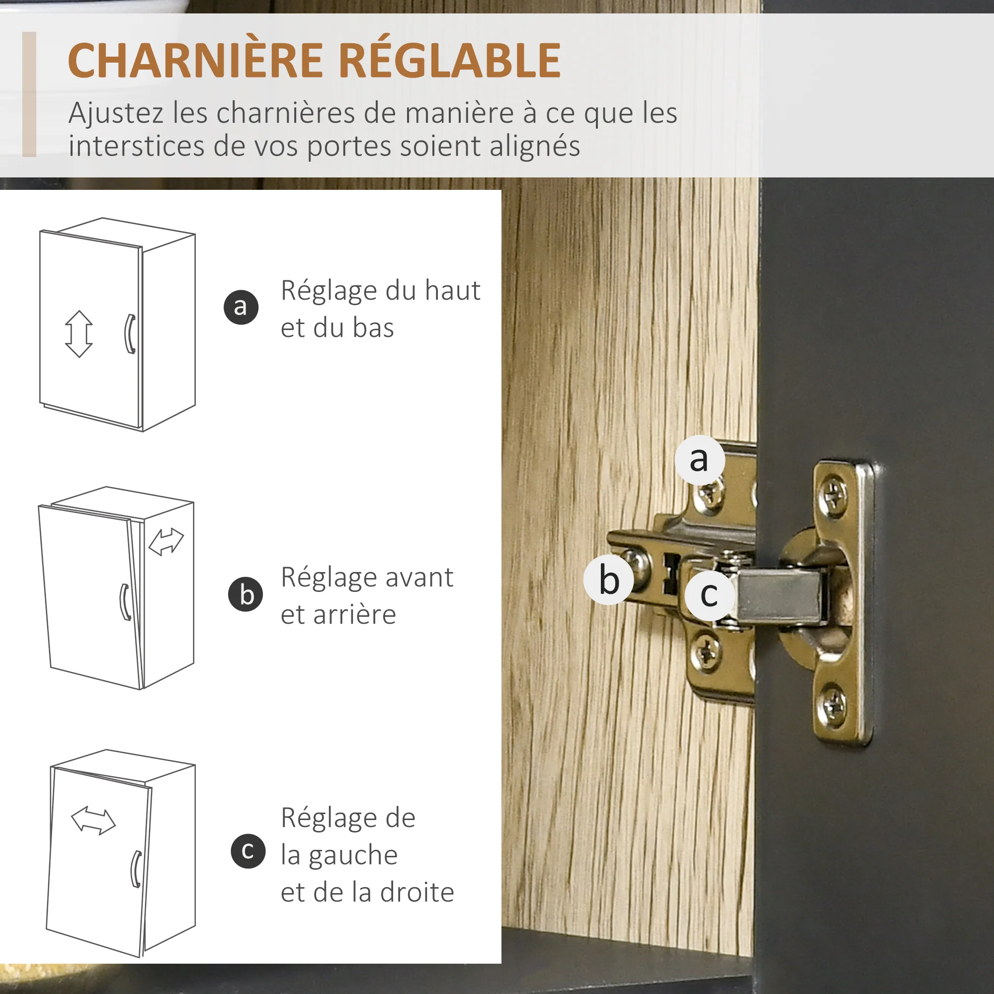 Buffet de cuisine armoire de cuisine multi-rangements 2 portes 3 tiroirs 3 étagères + grand plateau 90L x 39l x 169H cm bicolore chêne clair gris - Image 9