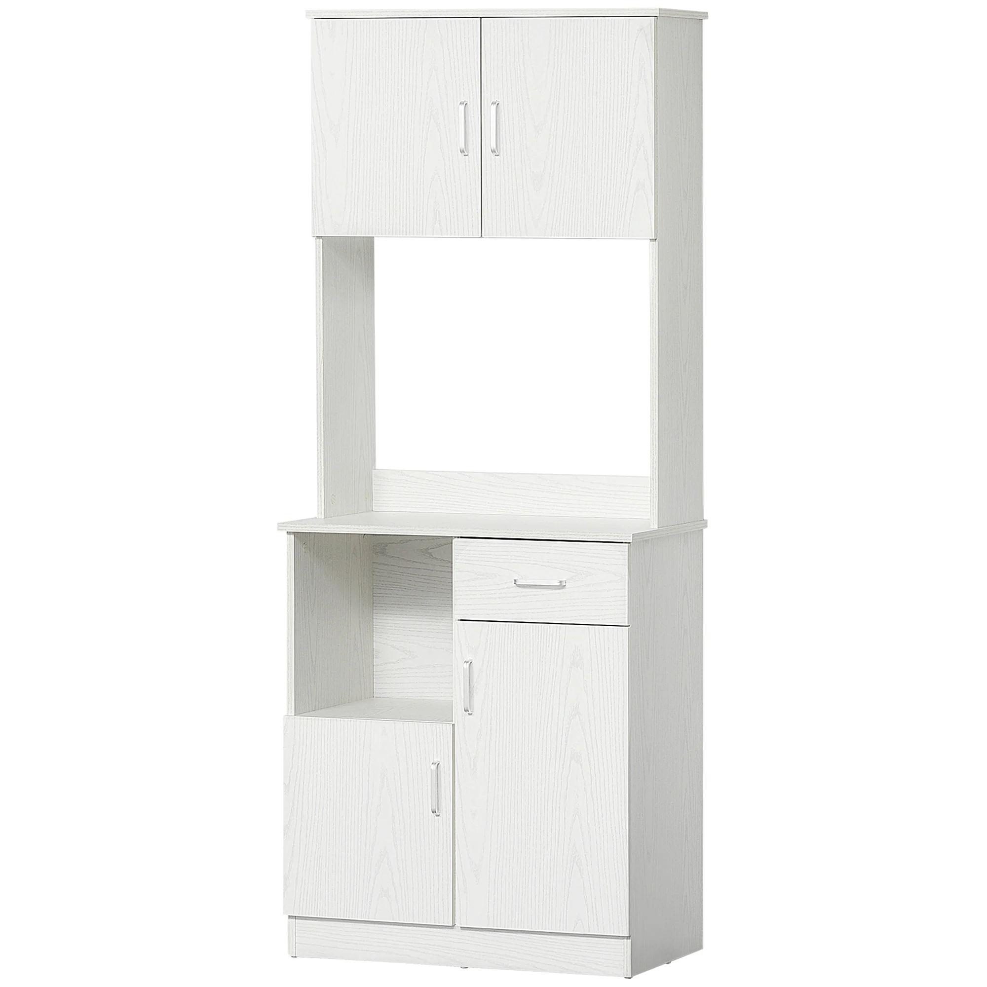 Buffet de cuisine armoire de cuisine multi-rangements 4 portes 1 tiroirs étagère + grand plateau 71 x 41 x 178 cm MDF blanc