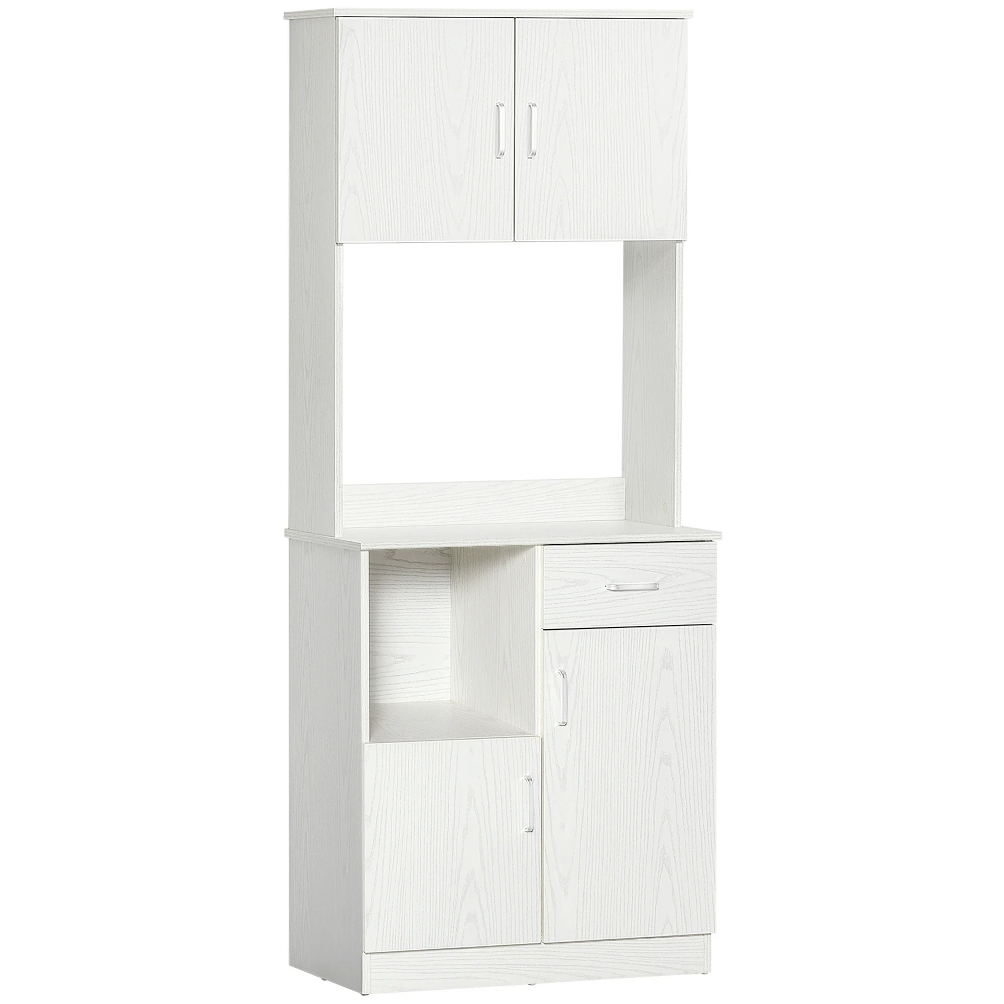 Buffet de cuisine armoire de cuisine multi-rangements 4 portes 1 tiroirs étagère + grand plateau 71 x 41 x 178 cm MDF blanc - Image 2