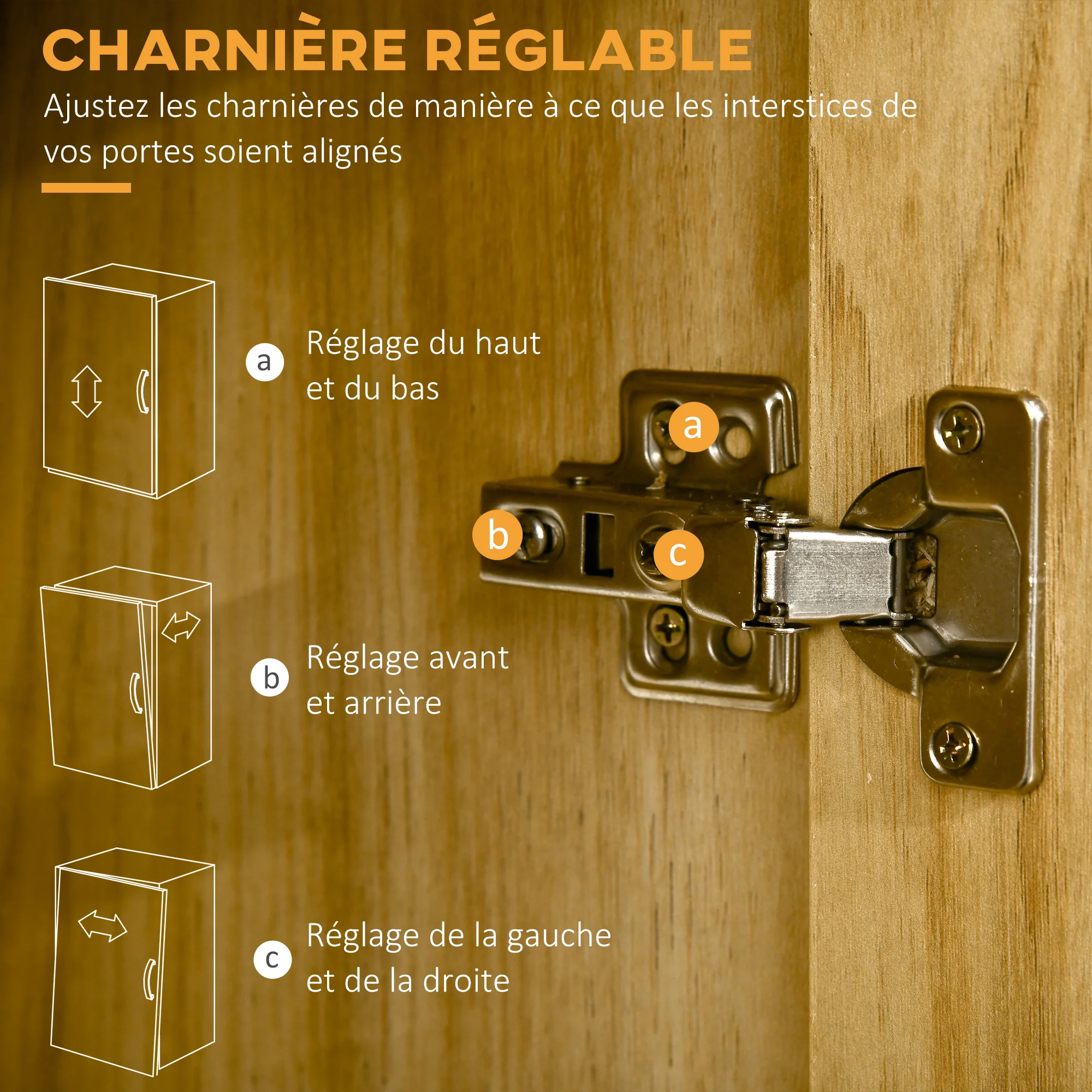 Buffet de cuisine armoire de cuisine multi-rangements avec un tiroir, 3 placards, 4 niches et passe-cables hauteur 166 cm - Image 7