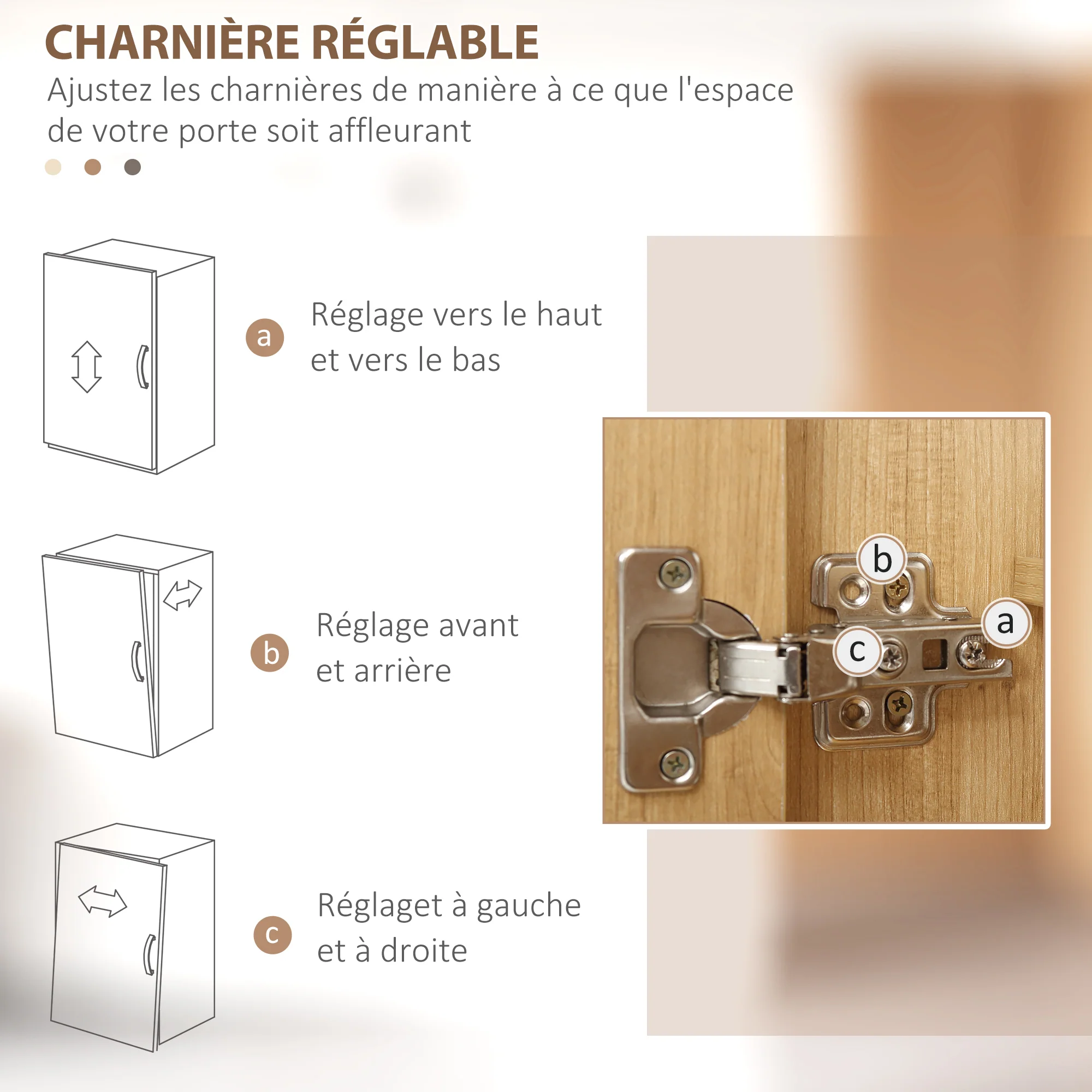 Buffet de cuisine armoire de cuisine multi-rangements avec un tiroir, 3 placards, 4 niches et passe-cables hauteur 180 cm - Image 8