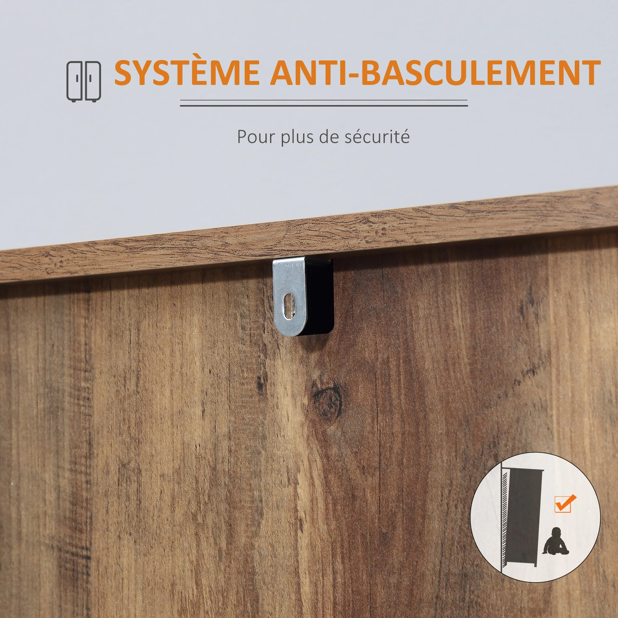 Buffet de Cuisine Meuble de Rangement 2 placards étagère réglable 3 tiroirs Style Contemporain - 120 x 39,5 x 77 cm marron - Image 8