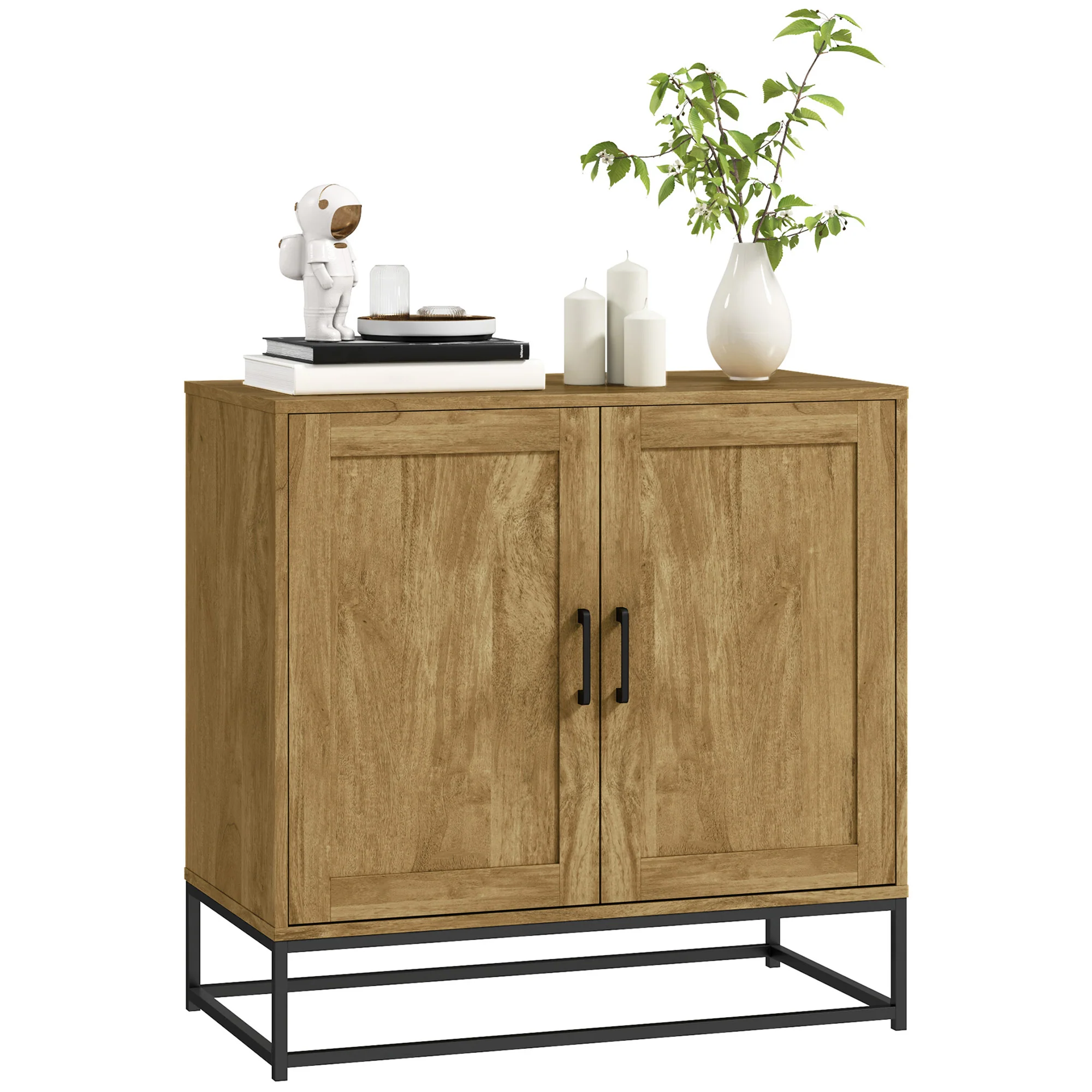 Buffet salon meuble de rangement style moderne avec placard à 2 portes, étagère réglable - buffet salle à manger et salon, 80 x 40 x 78 cm, bois naturel - Image 11