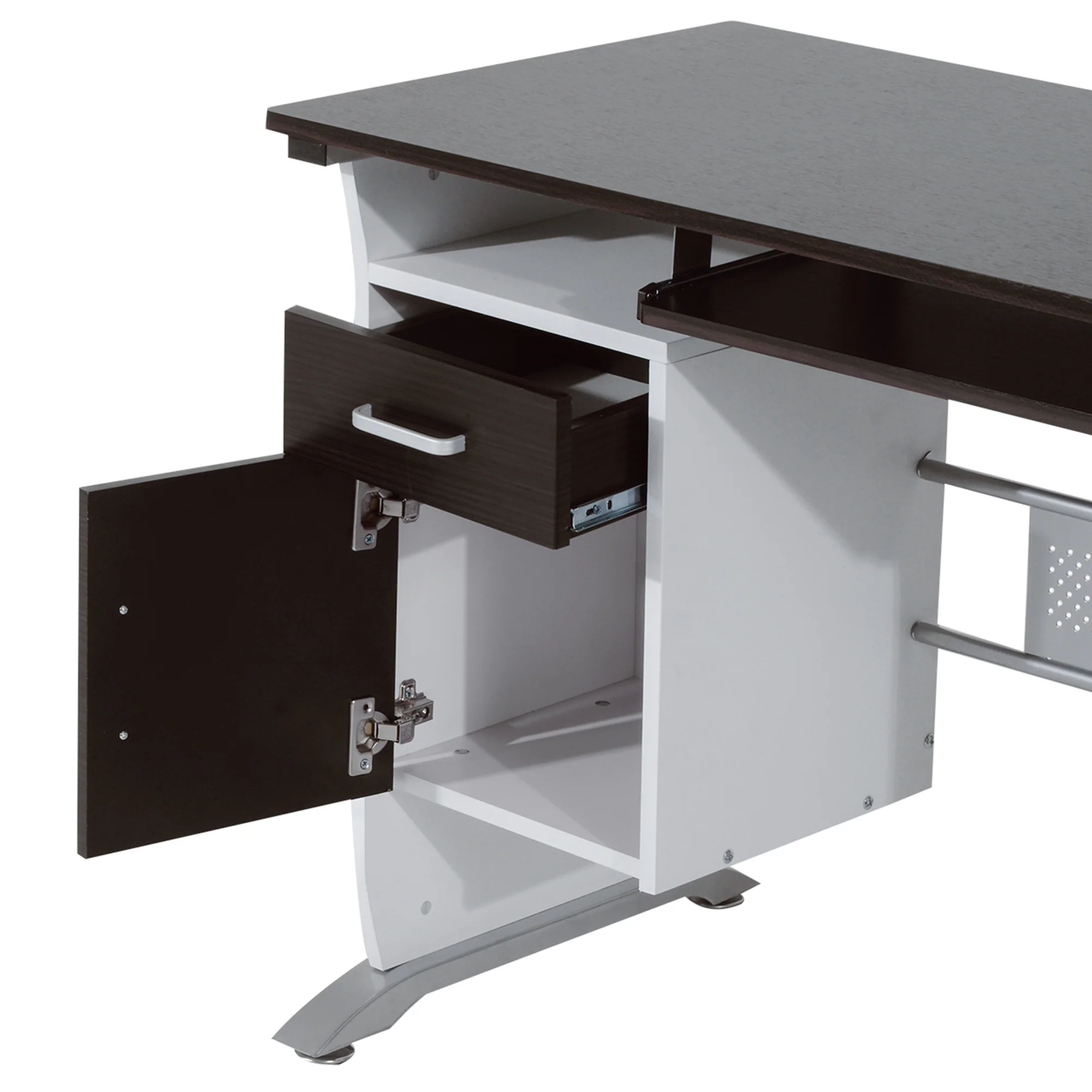Bureau informatique design 100L x 52l x 75h cm brun noir et blanc - Image 10