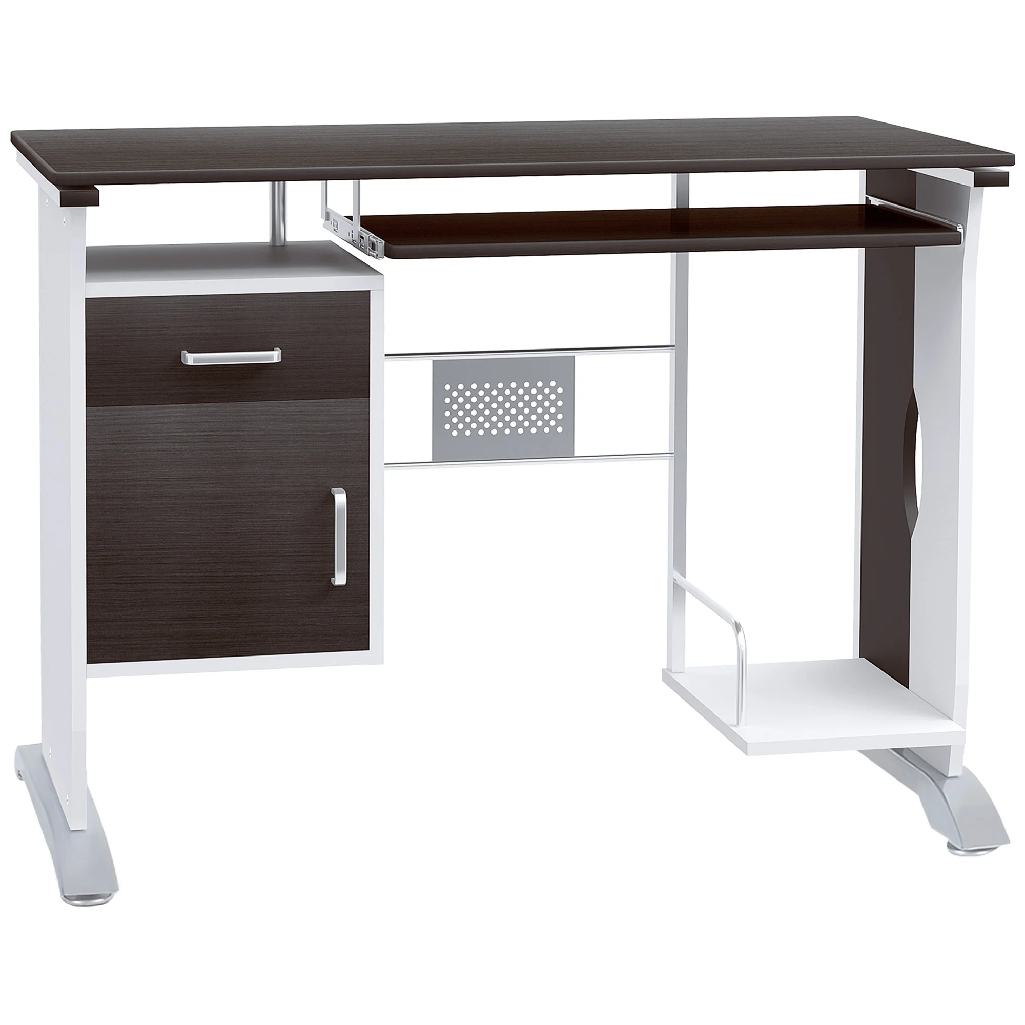 Bureau informatique design 100L x 52l x 75h cm brun noir et blanc - Image 11