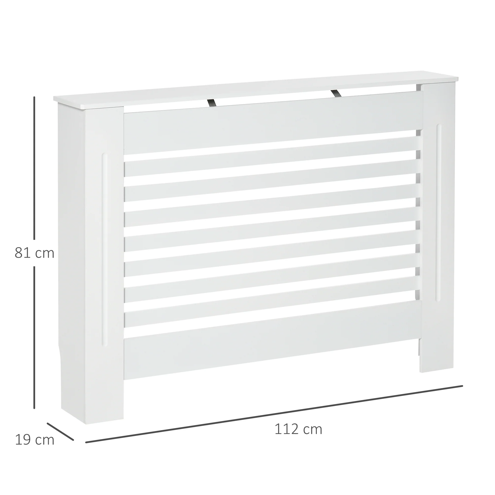 Cache-radiateur couverture radiateur Design à Lattes Panneau Cabinet dim. 112L x 19l x 81H cm MDF Blanc - Image 4
