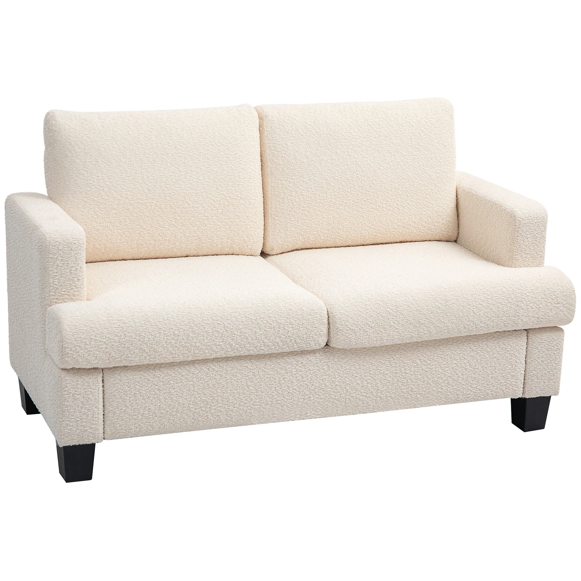 Canapé 2 places canapé de salon 140 cm style moderne avec coussins de dossier amovibles et accoudoirs, mini sofa pour chambre, appartement, petit espace, beige - Image 11