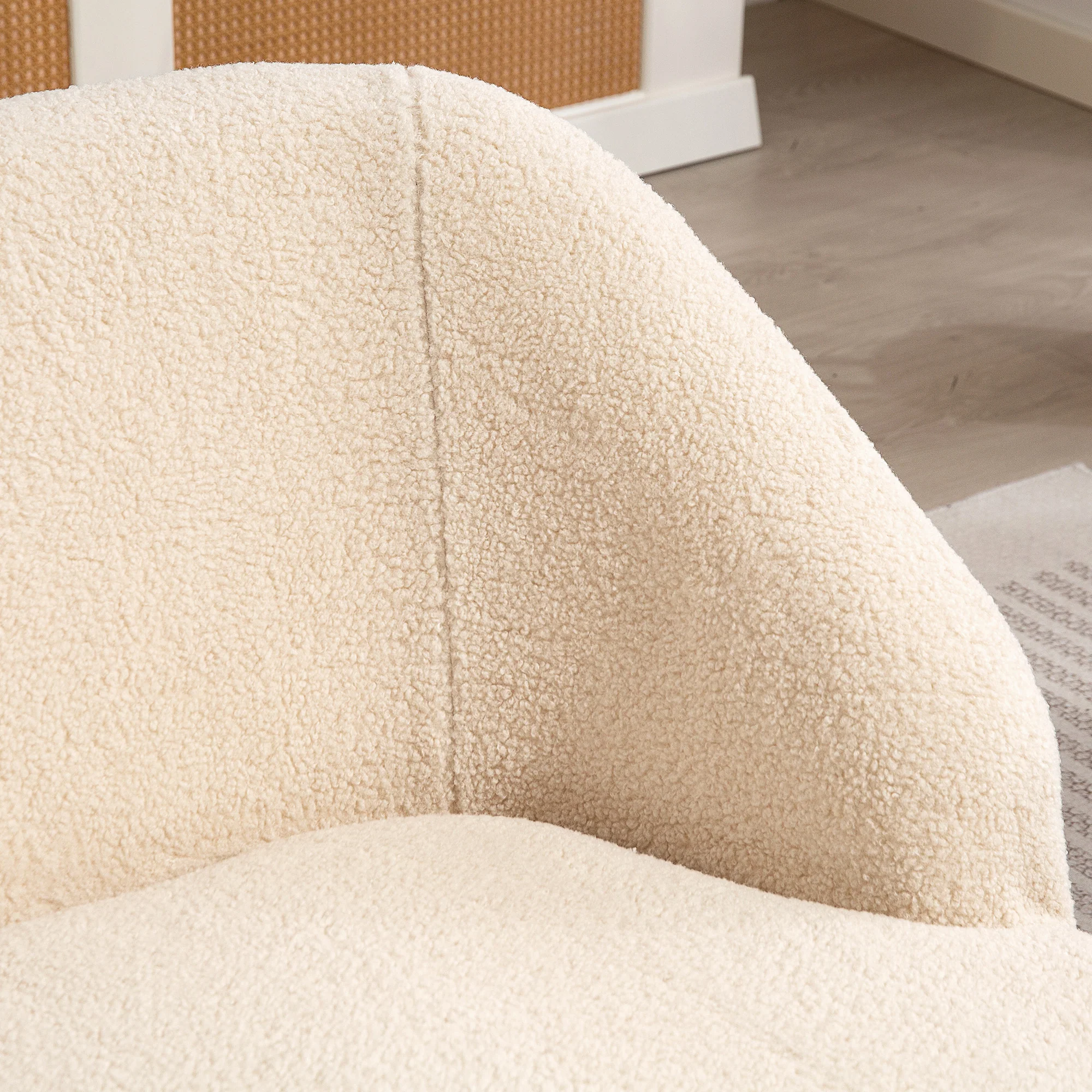 Canapé 2 places canapé en tissu bouclette 142 cm avec dossier et assise incurvés, entièrement compressé, sofa moderne pour chambre, appartement, petit espace, aucun assemblage requis, beige - Image 10