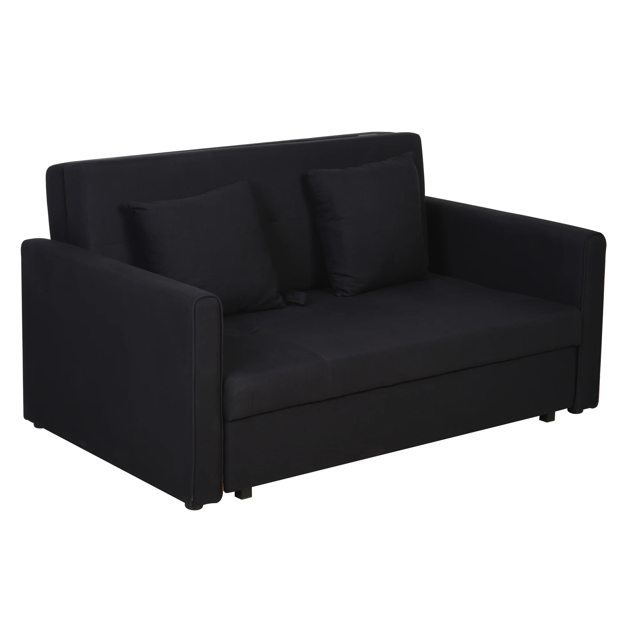Canapé convertible 2 places 2 en 1, canapé-lit avec 2 coussins inclus et coffre de rangement intégré, tissu en coton, pour salon, chambre d'amis, petit espace, gris foncé - Image 2