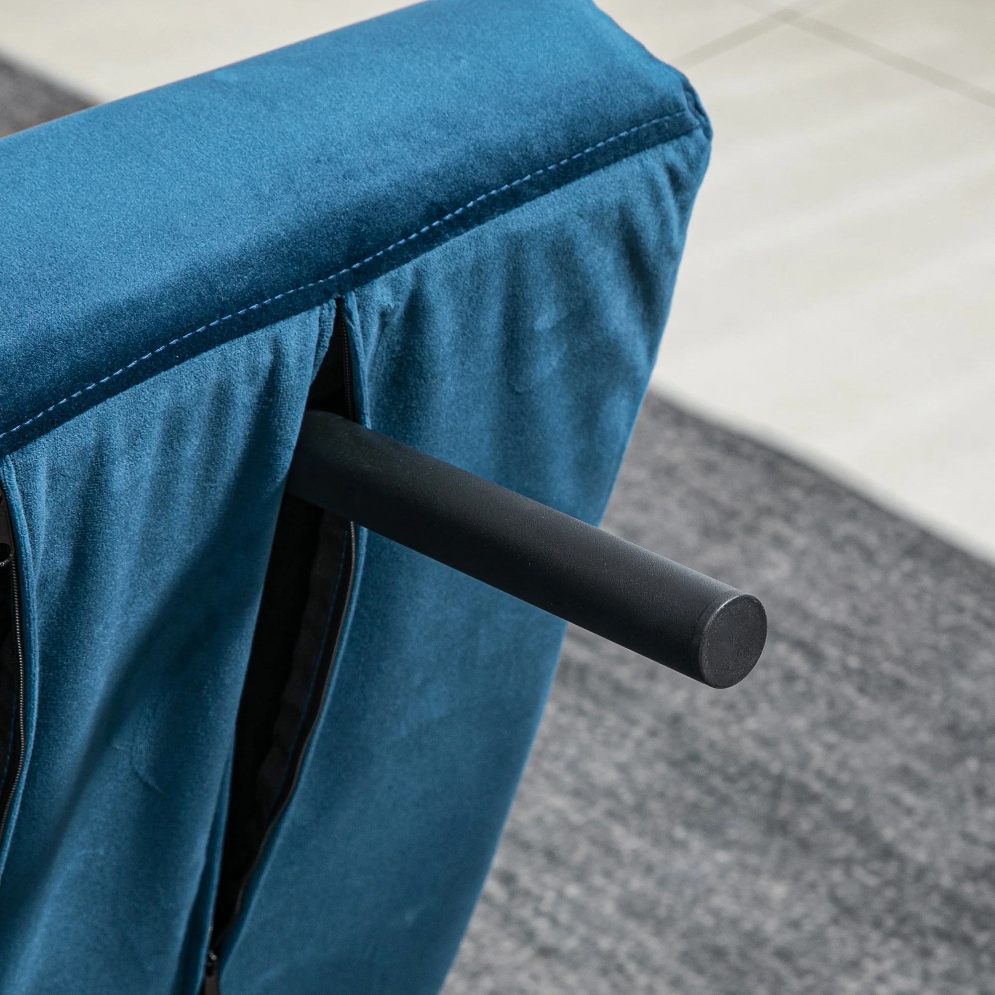 Canapé convertible 2 places 4 en 1, chauffeuse, fauteuil-lit pliant avec dossier réglable 5 niveaux et 2 coussins rembourrés, tissu effet velours pour salon, chambre d'amis, 102x73x81cm, bleu - Image 8